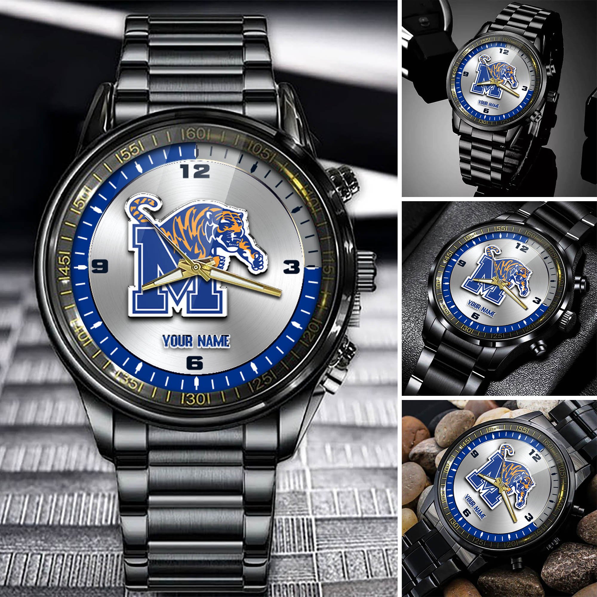 Memphis Tigers Team Black Fashion Watch Personalized Your Name, Football Team Watch For Fan , Football League Gifts  ETHY-54708