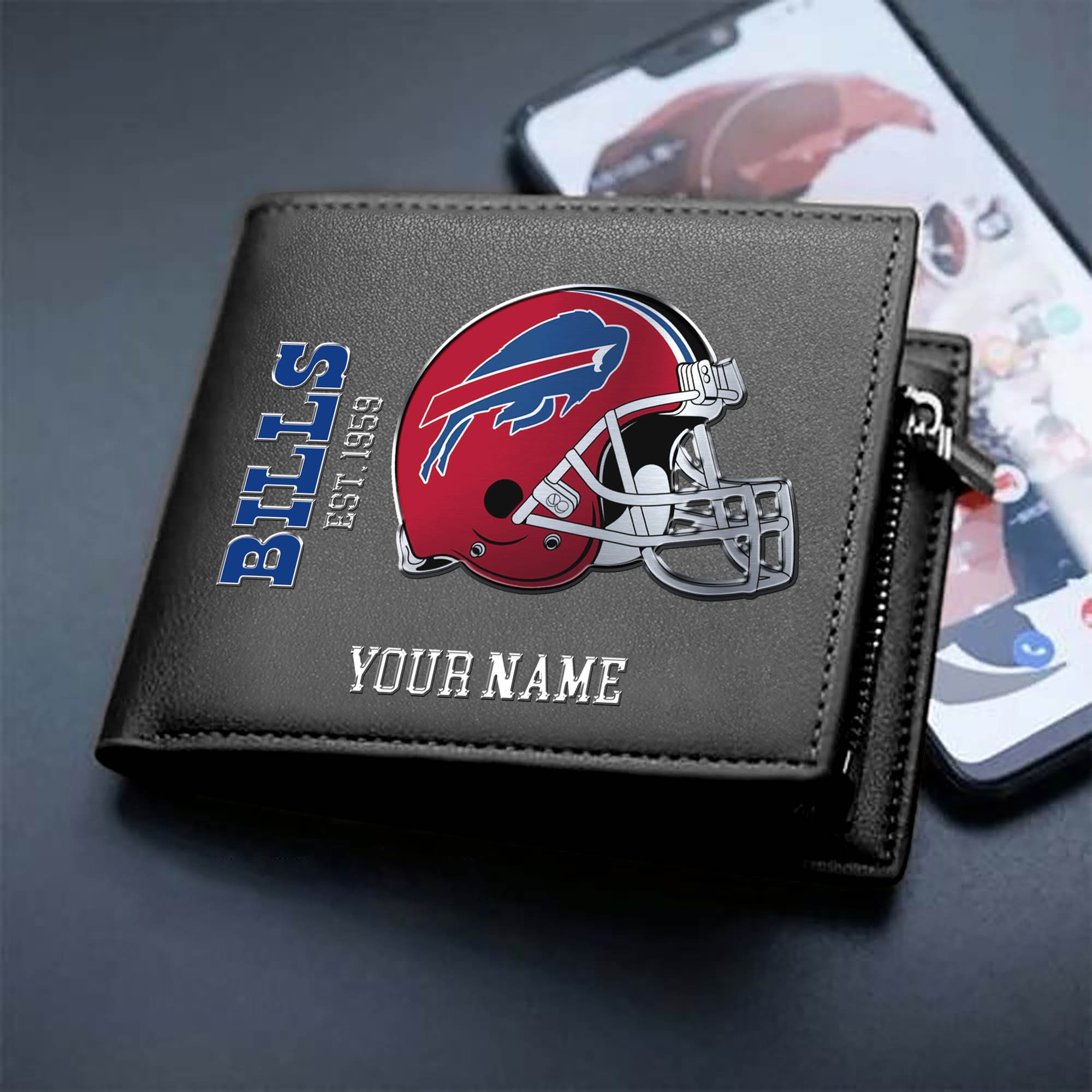 Buffalo Bills Team Men Wallet Personalized Your Name, Men Wallet For Football Lovers, Fan Gifts ETHY-54890