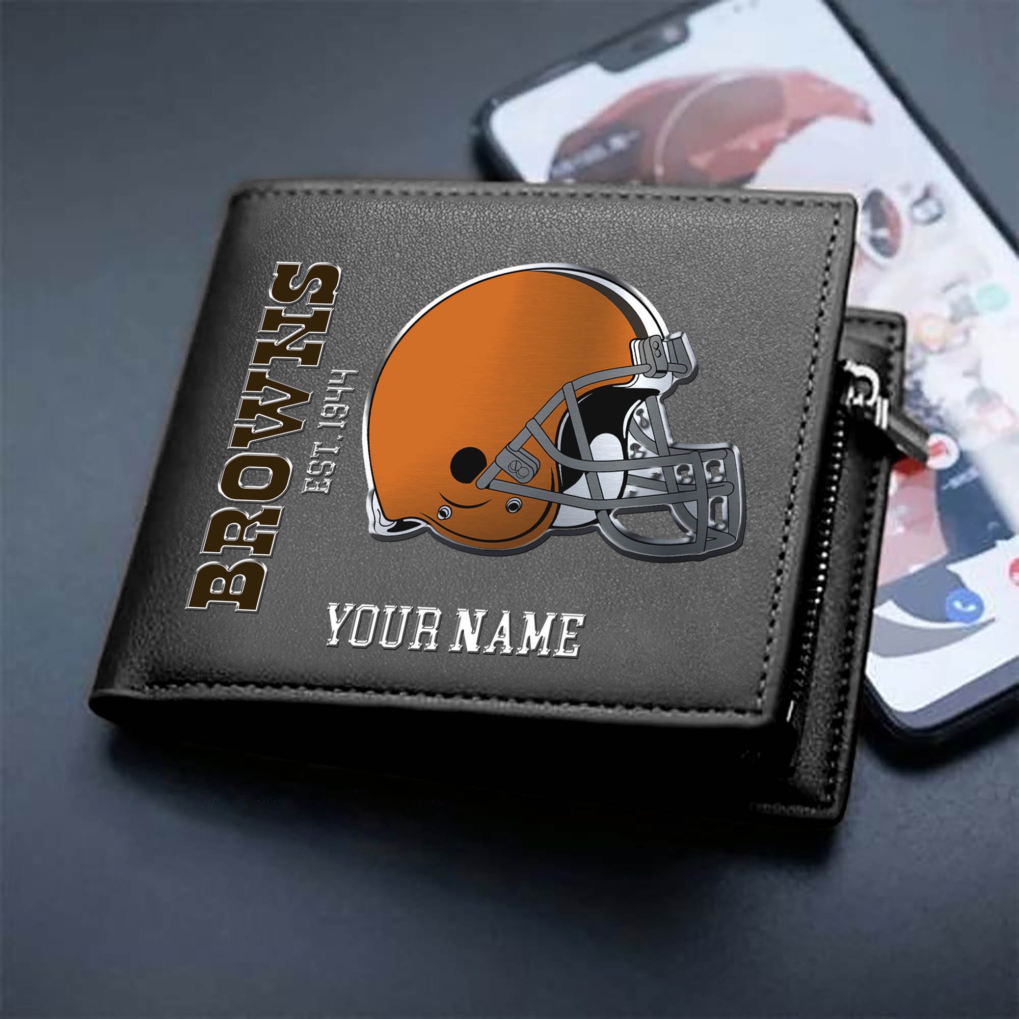 Cleveland Browns Team Men Wallet Personalized Your Name, Men Wallet For Football Lovers, Fan Gifts ETHY-54890