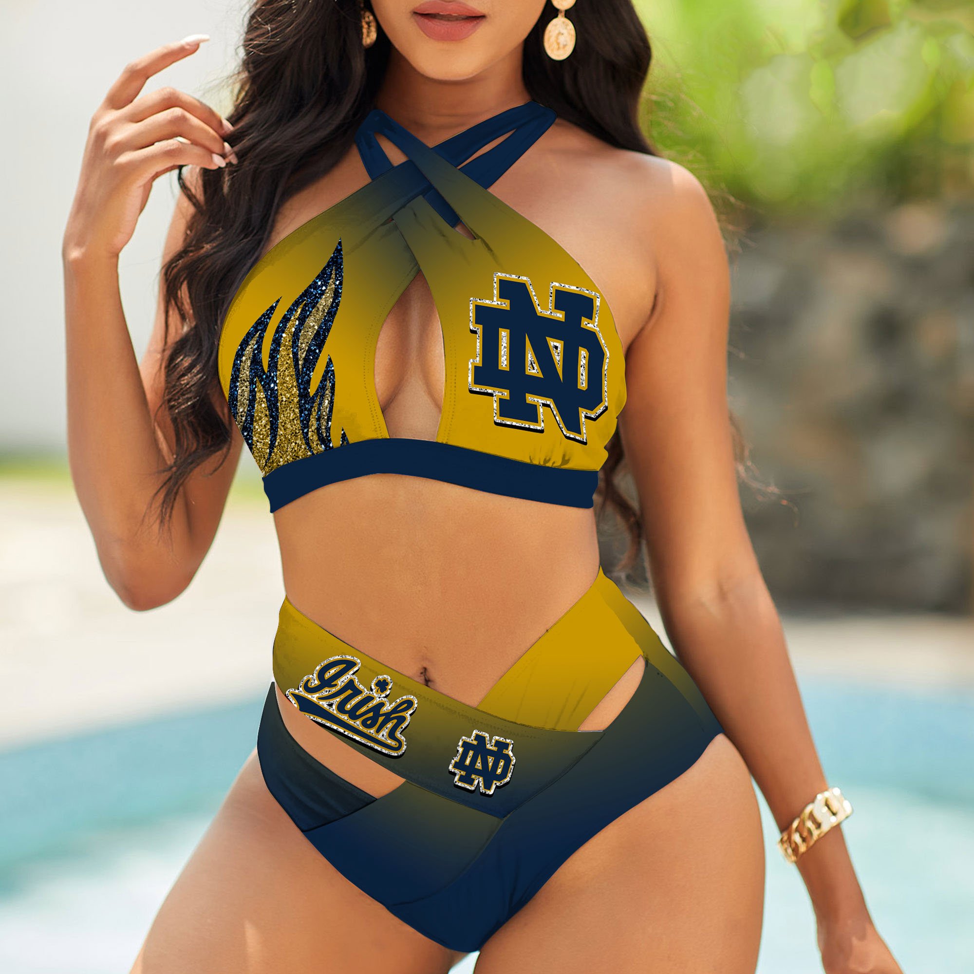 Notre Dame Fighting Irish Bikini, Sport Team Bikini For Fans, Gift For Sport Lovers, Summer Gifts ETHY-58110