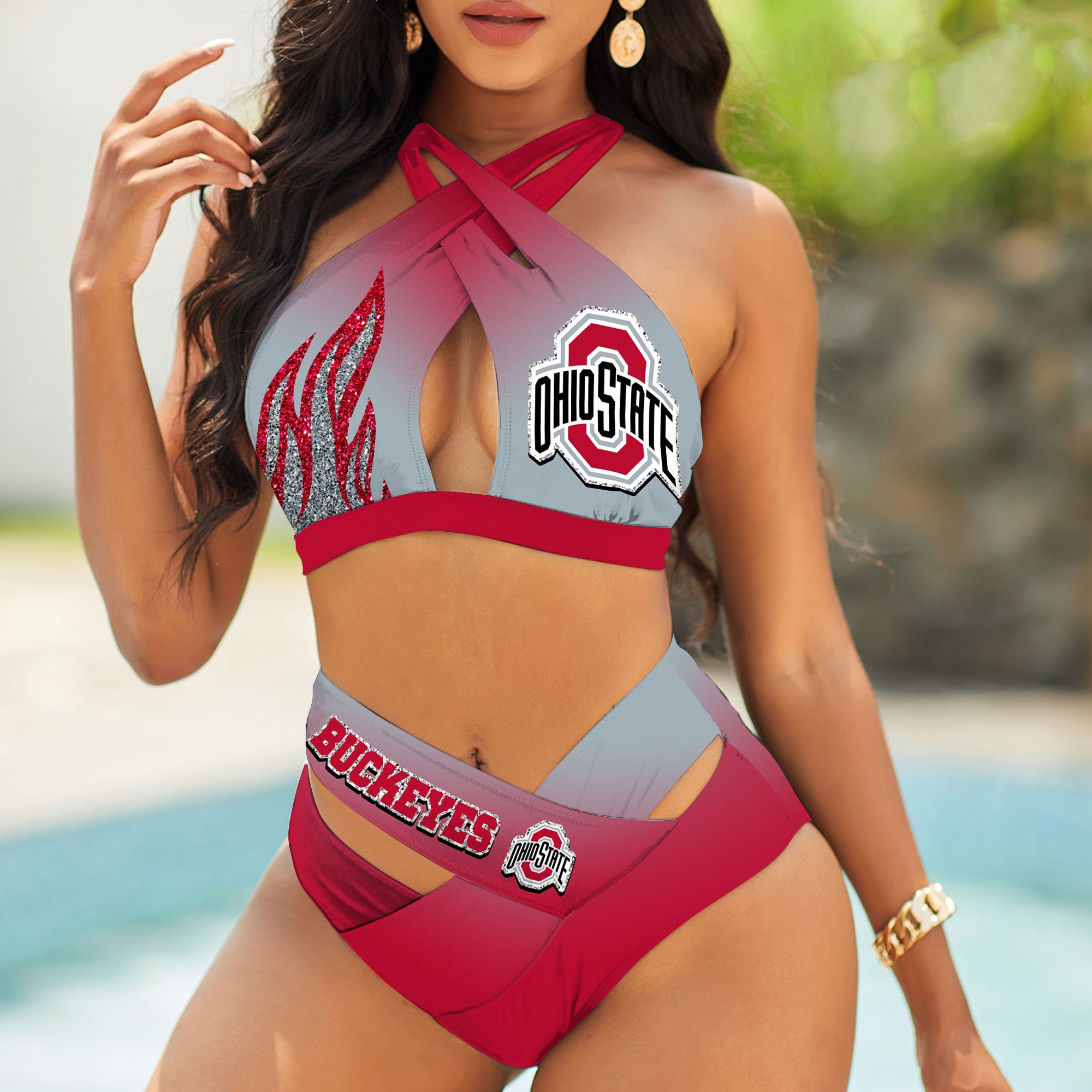 Ohio State Buckeyes Bikini, Sport Team Bikini For Fans, Gift For Sport Lovers, Summer Gifts ETHY-58110