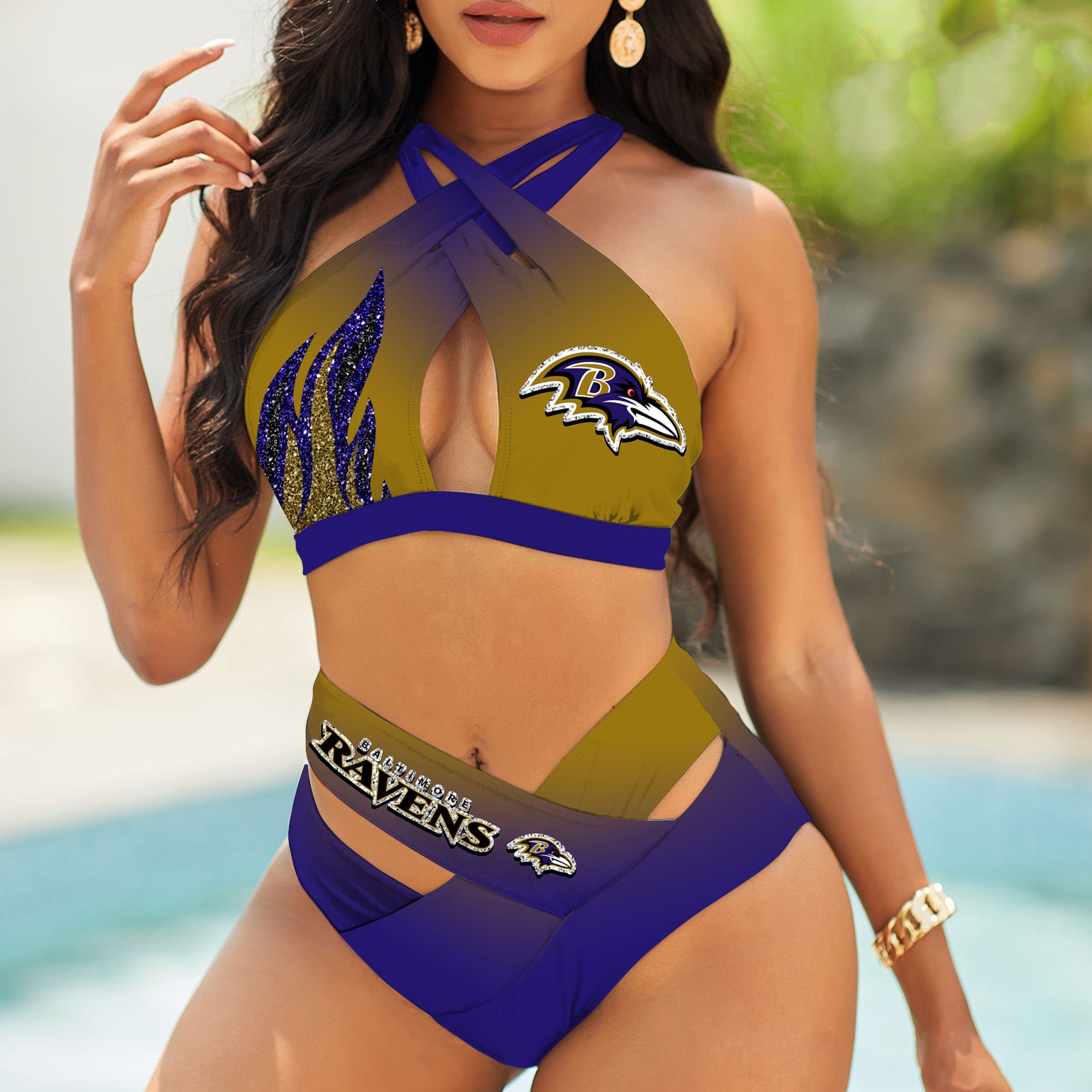 Baltimore Ravens Bikini, Sport Team Bikini For Fans, Gift For Sport Lovers, Summer Gifts ETHY-58110