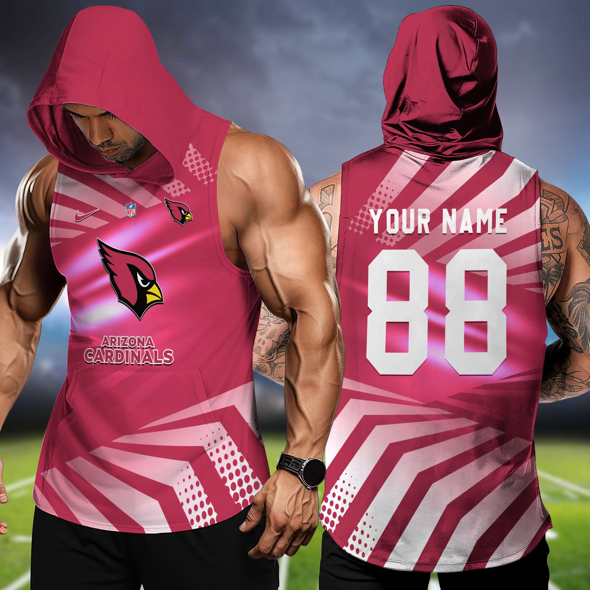 Arizona Cardinals Hooded Tanktop Personalized Your Name And Number, Hooded Tanktop For Football Lovers, Summer Gifts For Fan ETHY-58330