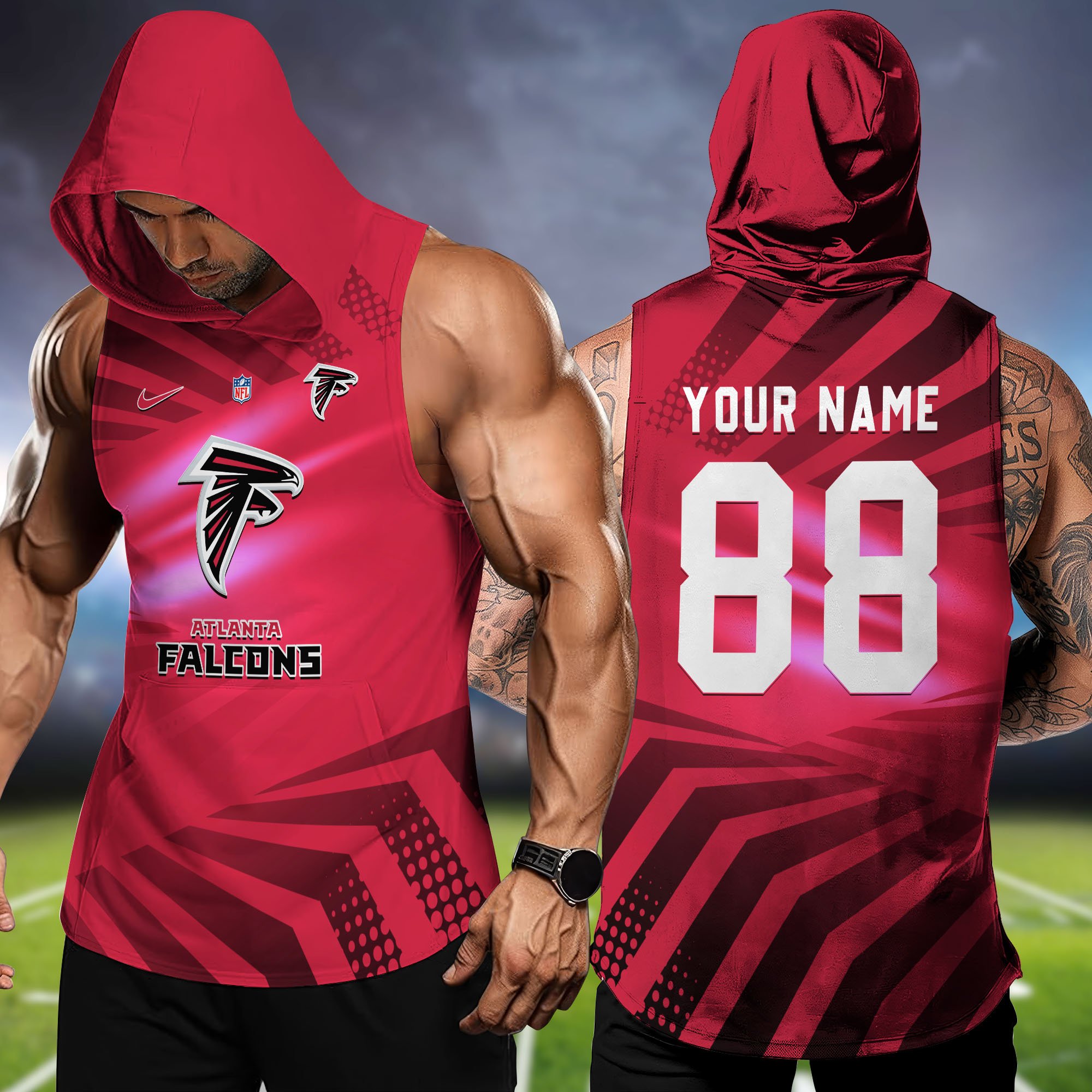 Atlanta Falcons Hooded Tanktop Personalized Your Name And Number, Hooded Tanktop For Football Lovers, Summer Gifts For Fan ETHY-58330