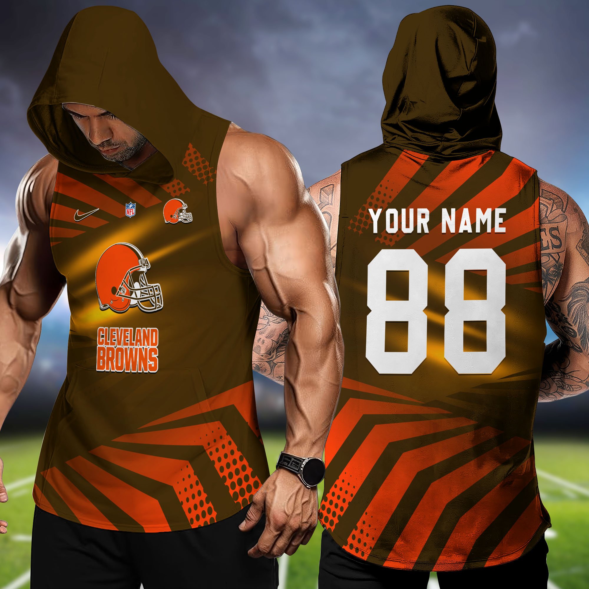 Cleveland Browns Hooded Tanktop Personalized Your Name And Number, Hooded Tanktop For Football Lovers, Summer Gifts For Fan ETHY-58330