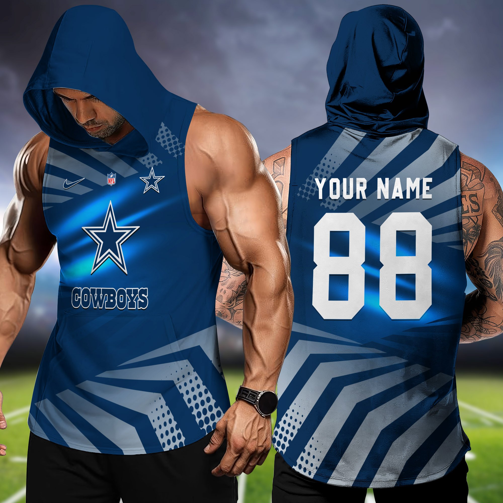 Dallas Cowboys Hooded Tanktop Personalized Your Name And Number, Hooded Tanktop For Football Lovers, Summer Gifts For Fan ETHY-58330