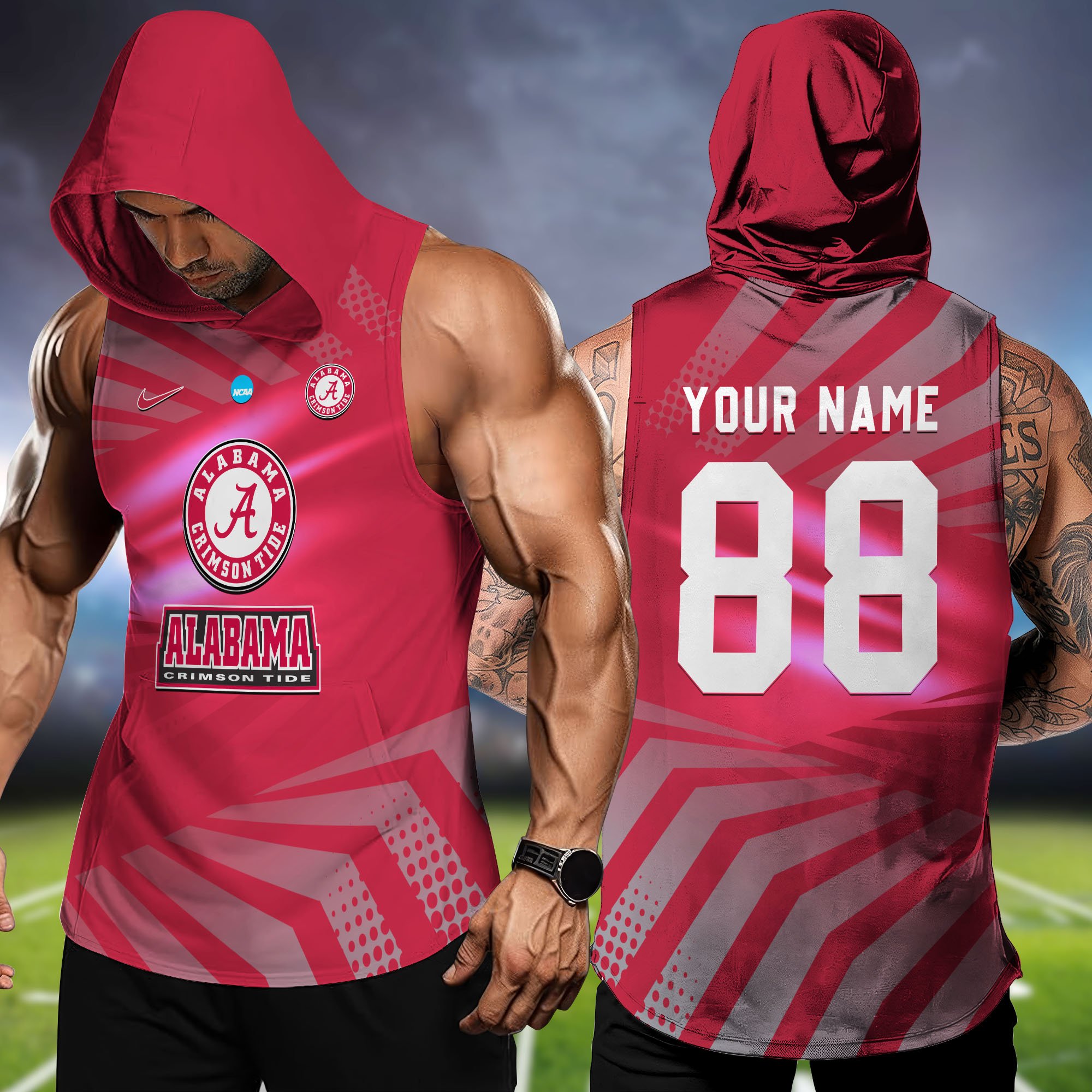 Alabama Crimson Tide Hooded Tanktop Personalized Your Name And Number, Hooded Tanktop For Football Lovers, Summer Gifts For Fan ETHY-58330