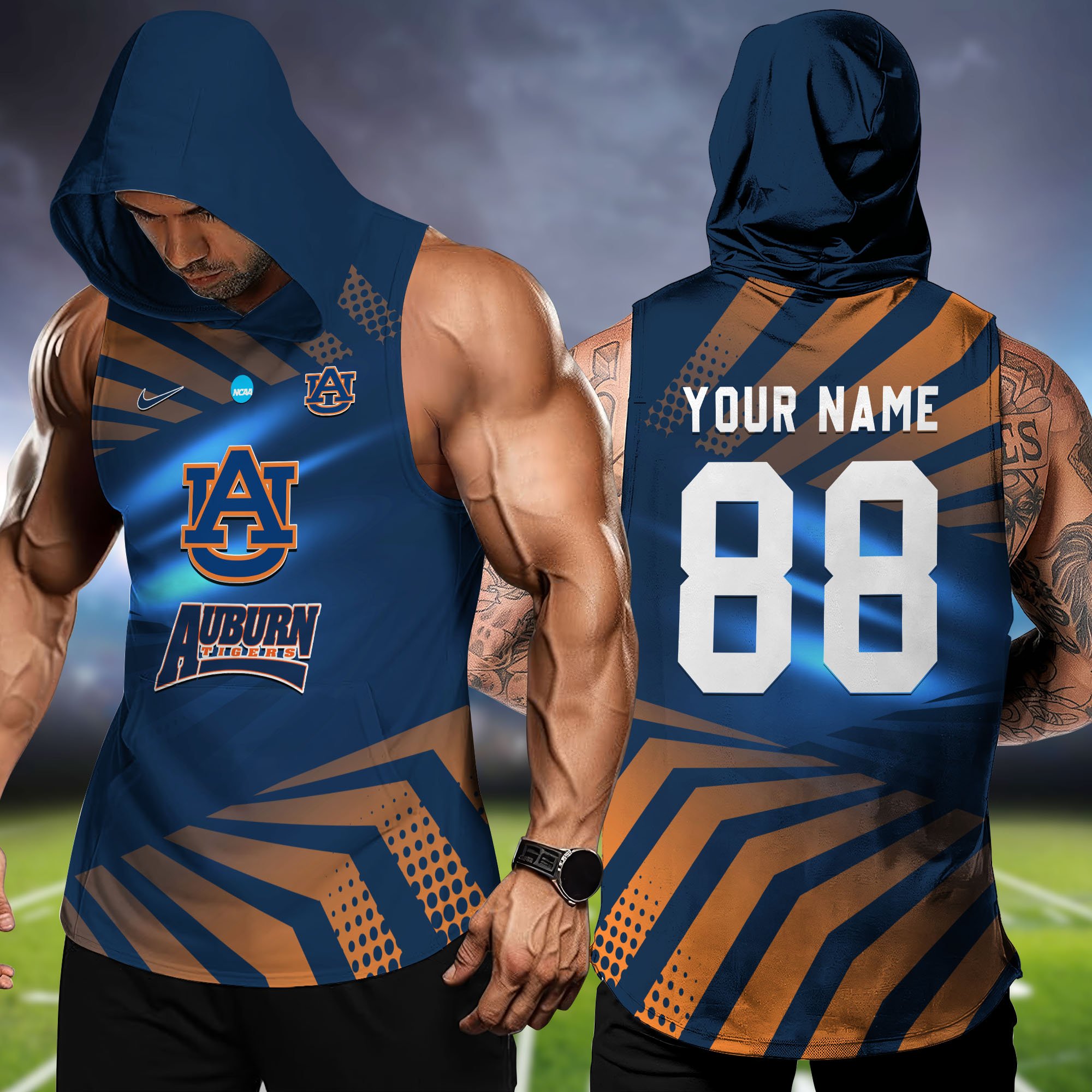 Auburn Tigers Hooded Tanktop Personalized Your Name And Number, Hooded Tanktop For Football Lovers, Summer Gifts For Fan ETHY-58330