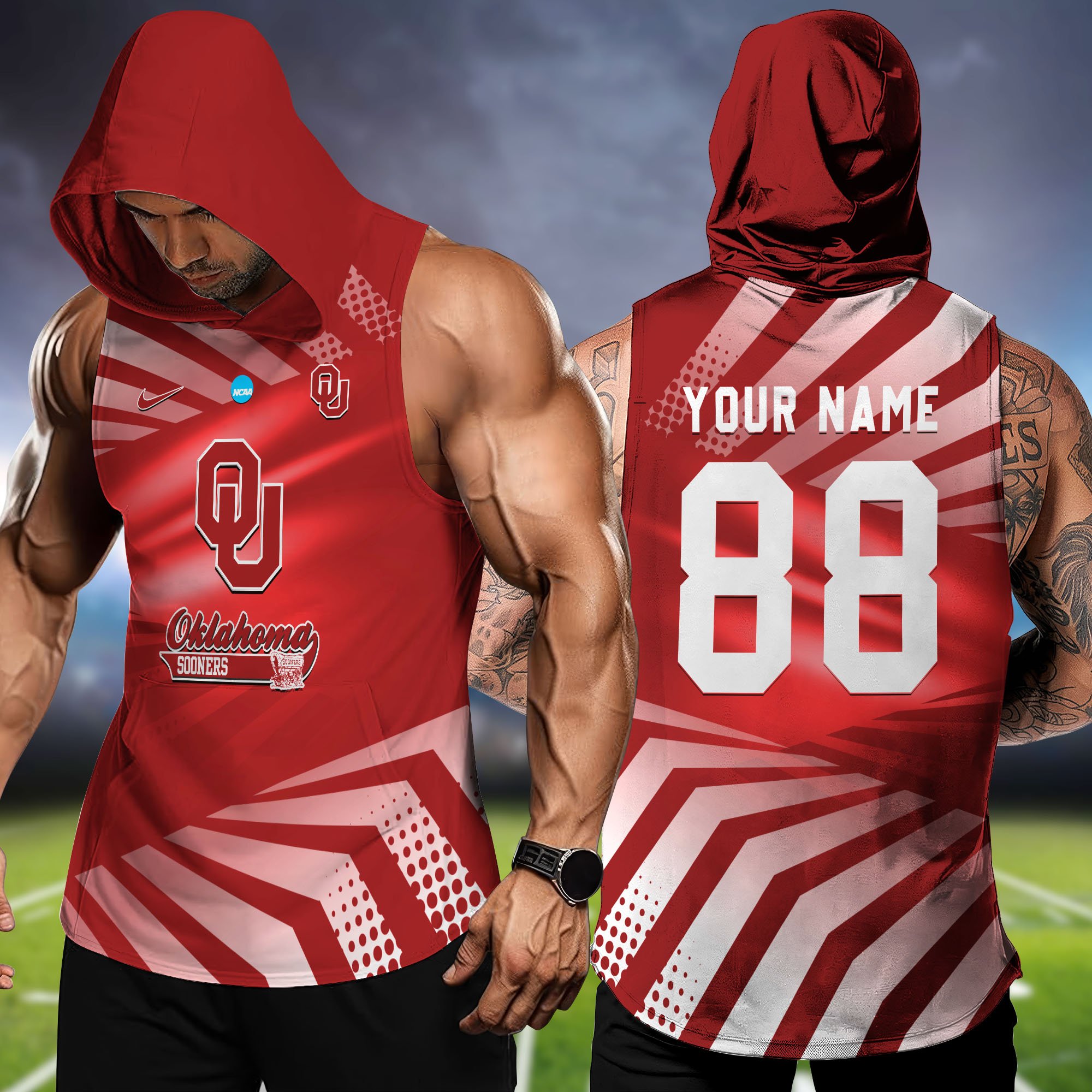 Oklahoma Sooners Hooded Tanktop Personalized Your Name And Number, Hooded Tanktop For Football Lovers, Summer Gifts For Fan ETHY-58330