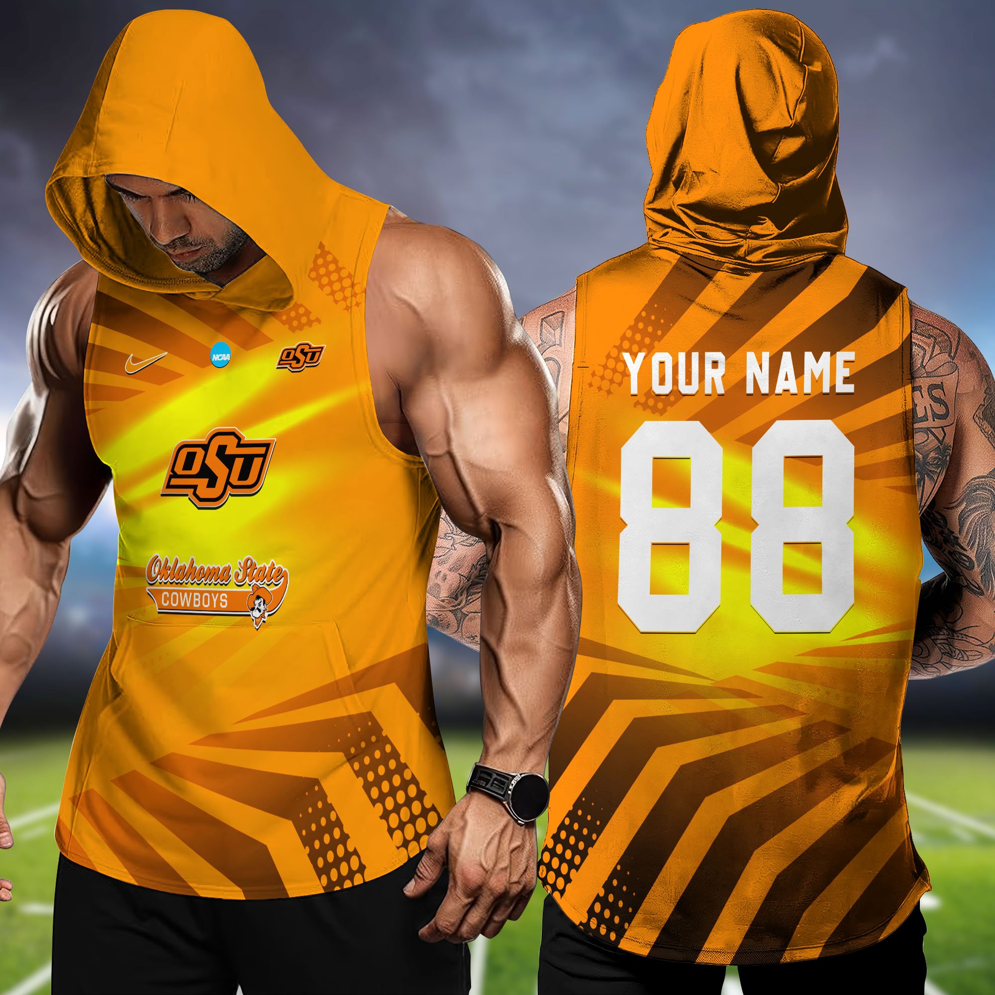 Oklahoma State Cowboys Hooded Tanktop Personalized Your Name And Number, Hooded Tanktop For Football Lovers, Summer Gifts For Fan ETHY-58330