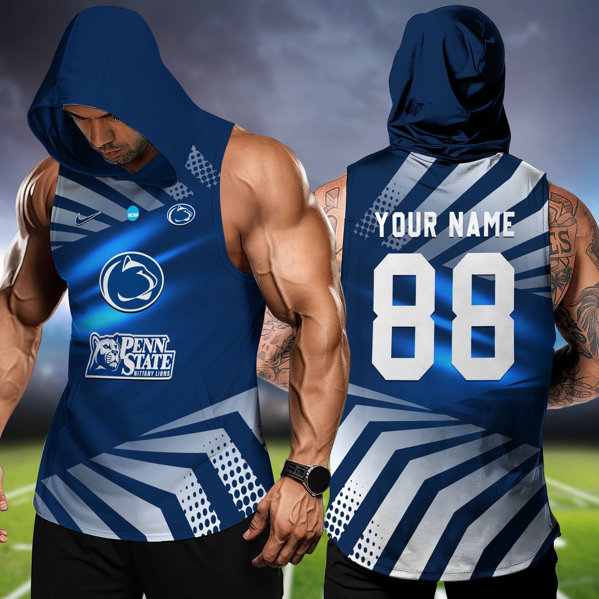 Penn State Nittany Lions Hooded Tanktop Personalized Your Name And Number, Hooded Tanktop For Football Lovers, Summer Gifts For Fan ETHY-58330