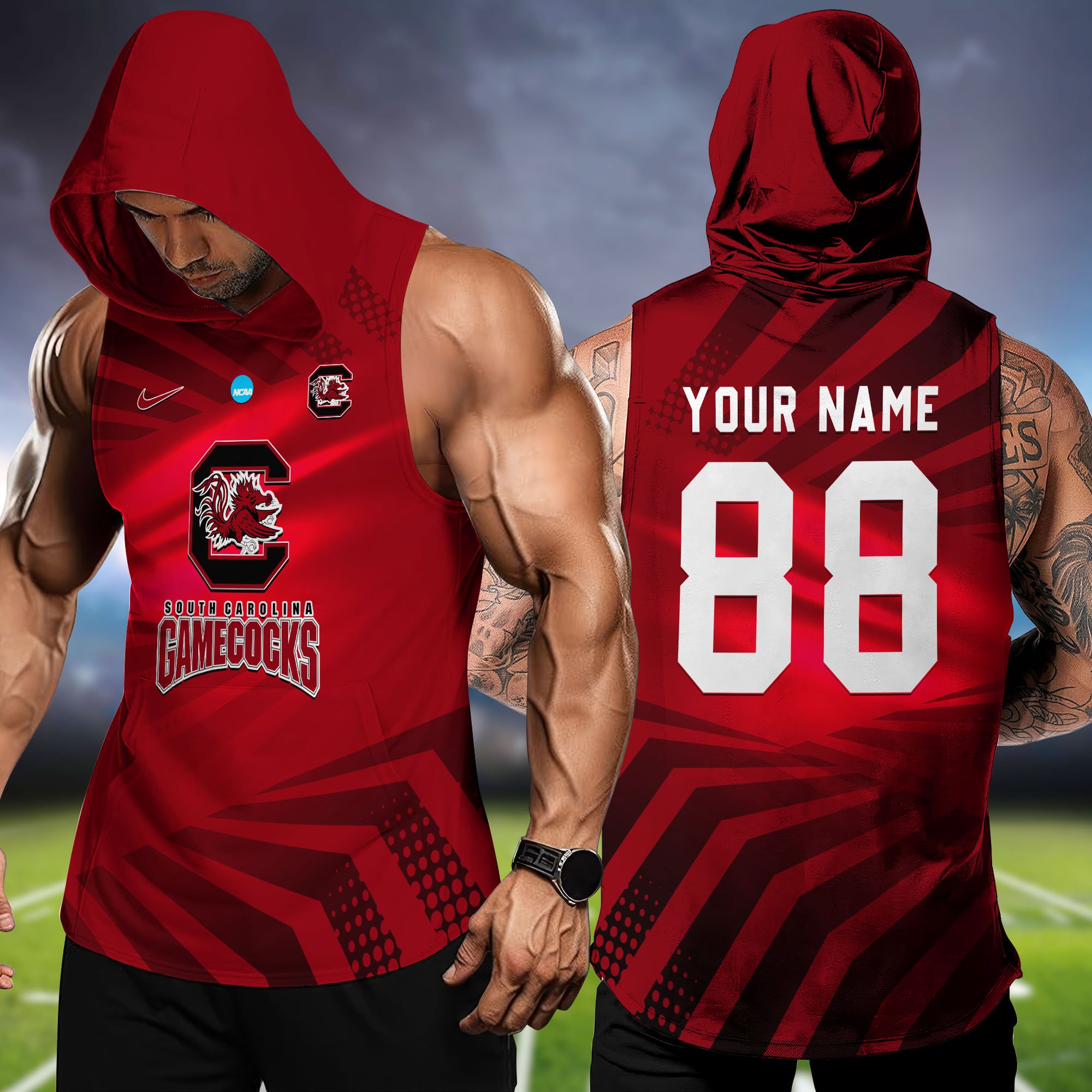 South Carolina Gamecocks Hooded Tanktop Personalized Your Name And Number, Hooded Tanktop For Football Lovers, Summer Gifts For Fan ETHY-58330