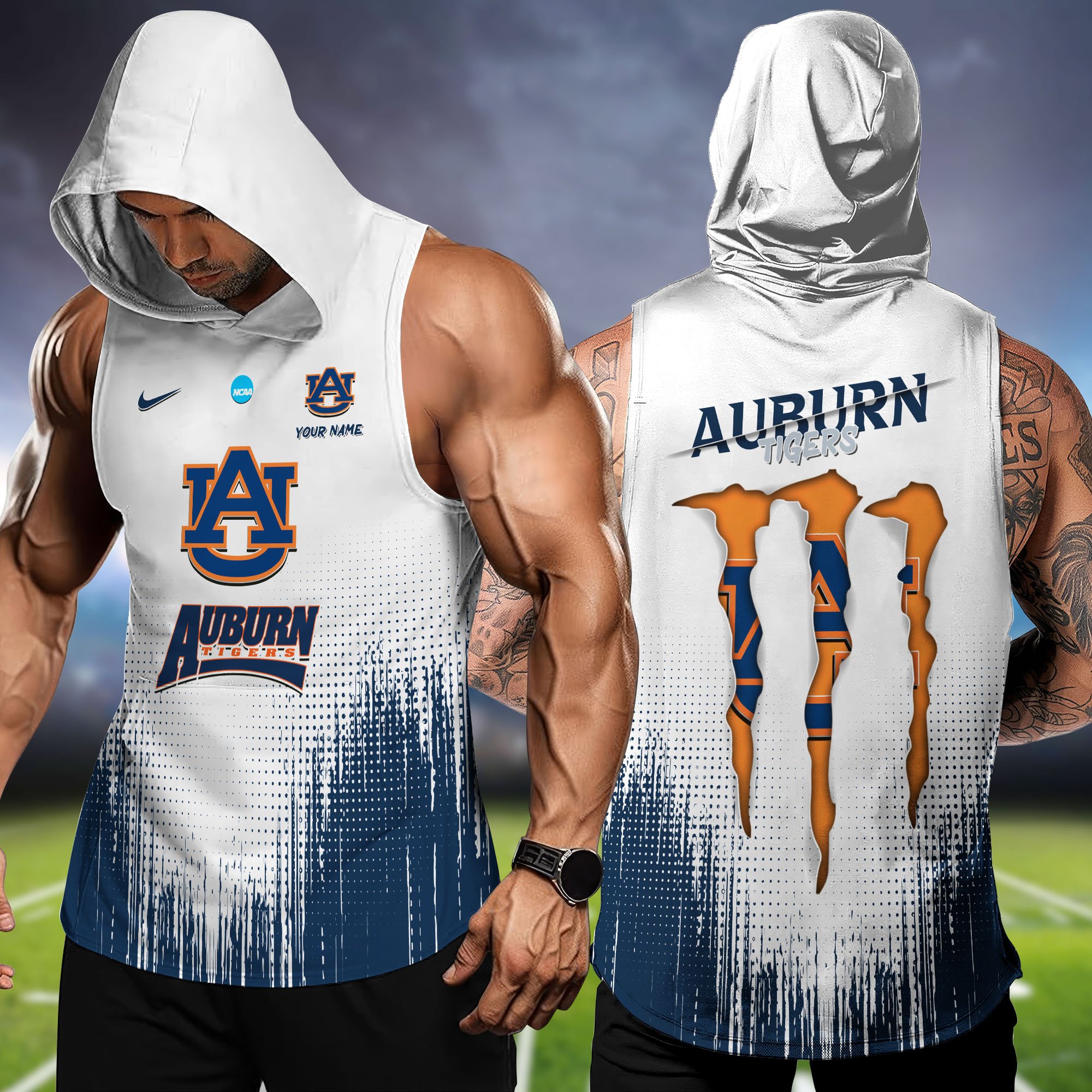 Auburn Tigers Hoodie Tanktop Personalized Your Name, Football Team Hoodie Tanktop, Gift For Football Fans ETHY-58338