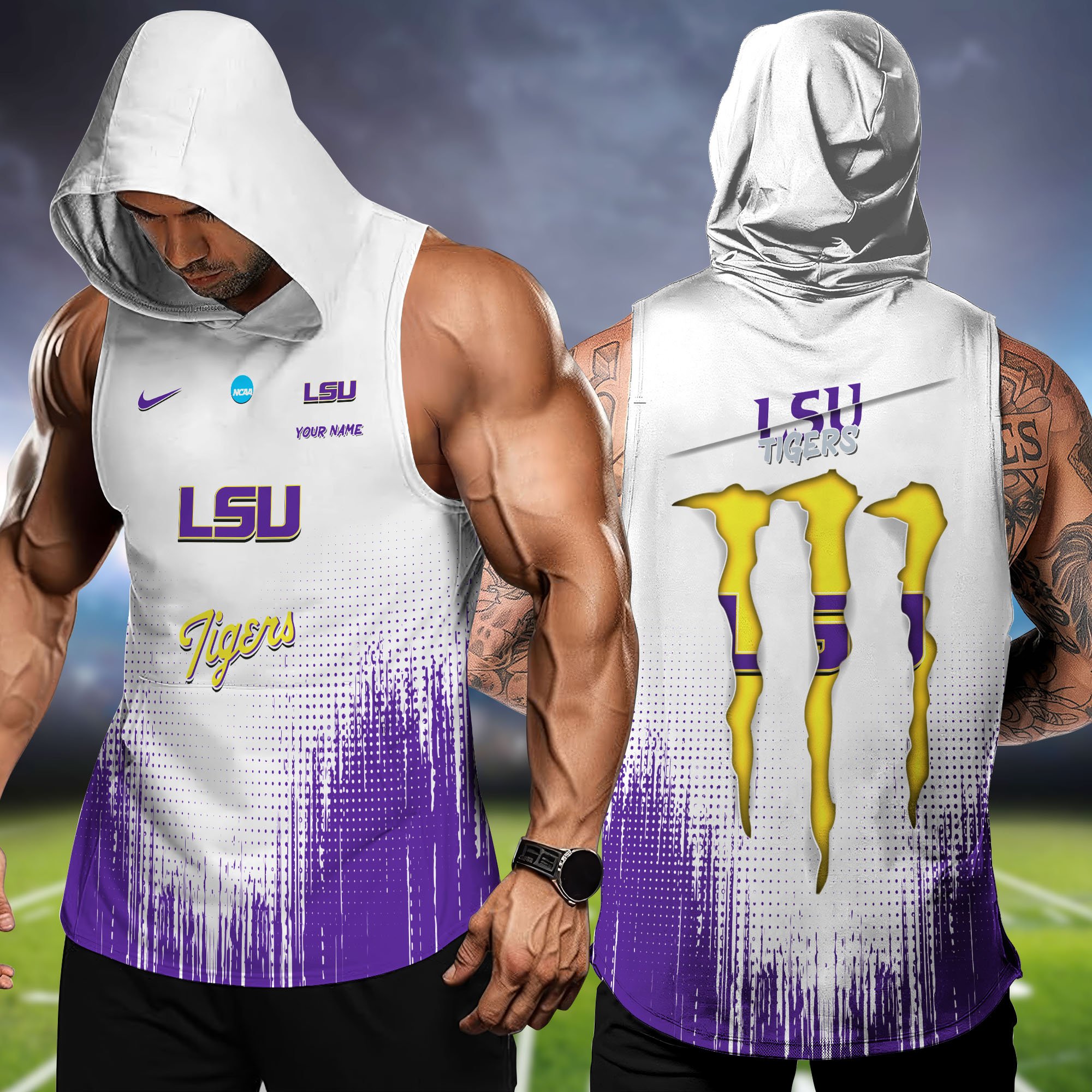 LSU TIGERS Hoodie Tanktop Personalized Your Name, Football Team Hoodie Tanktop, Gift For Football Fans ETHY-58338