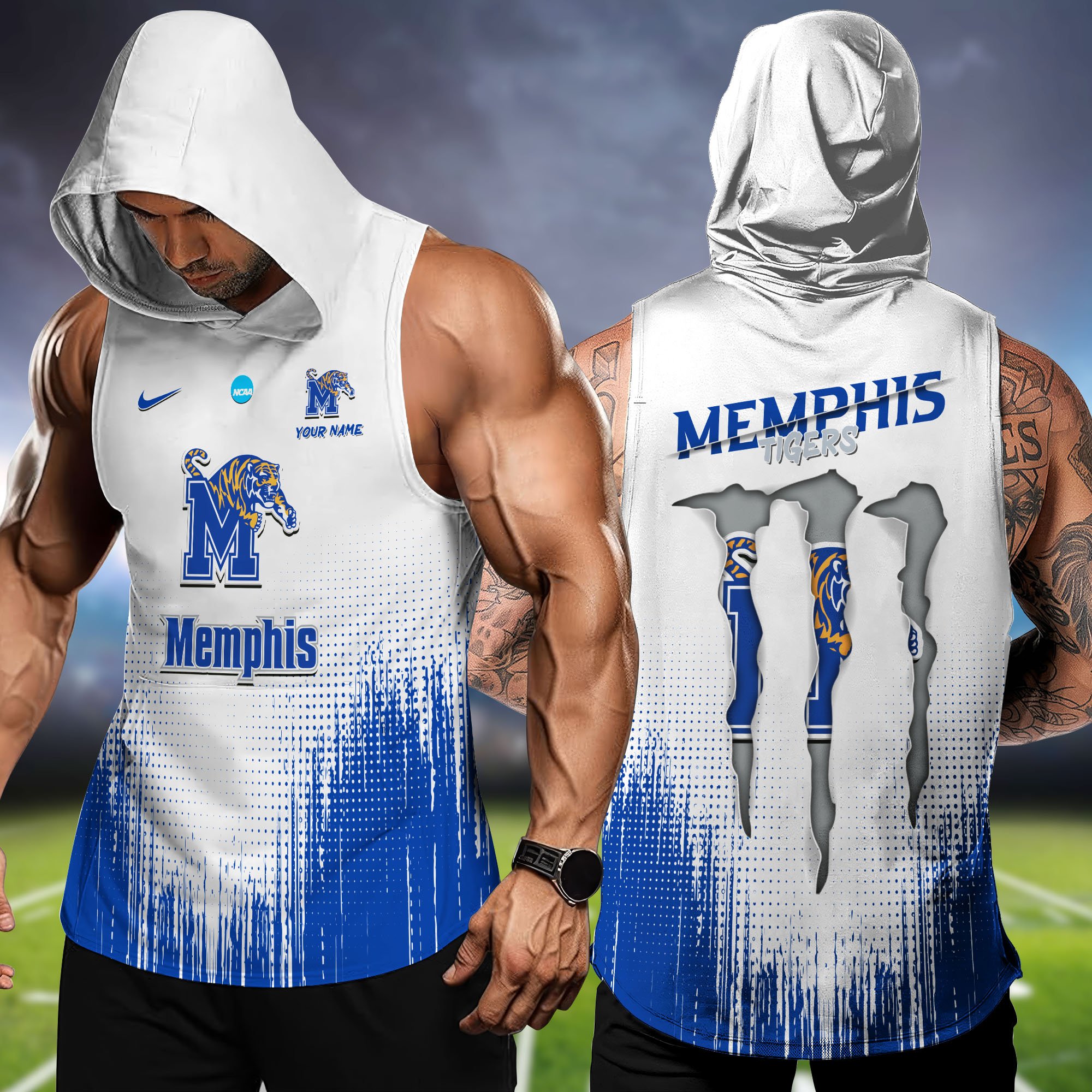 Memphis Tigers Hoodie Tanktop Personalized Your Name, Football Team Hoodie Tanktop, Gift For Football Fans ETHY-58338