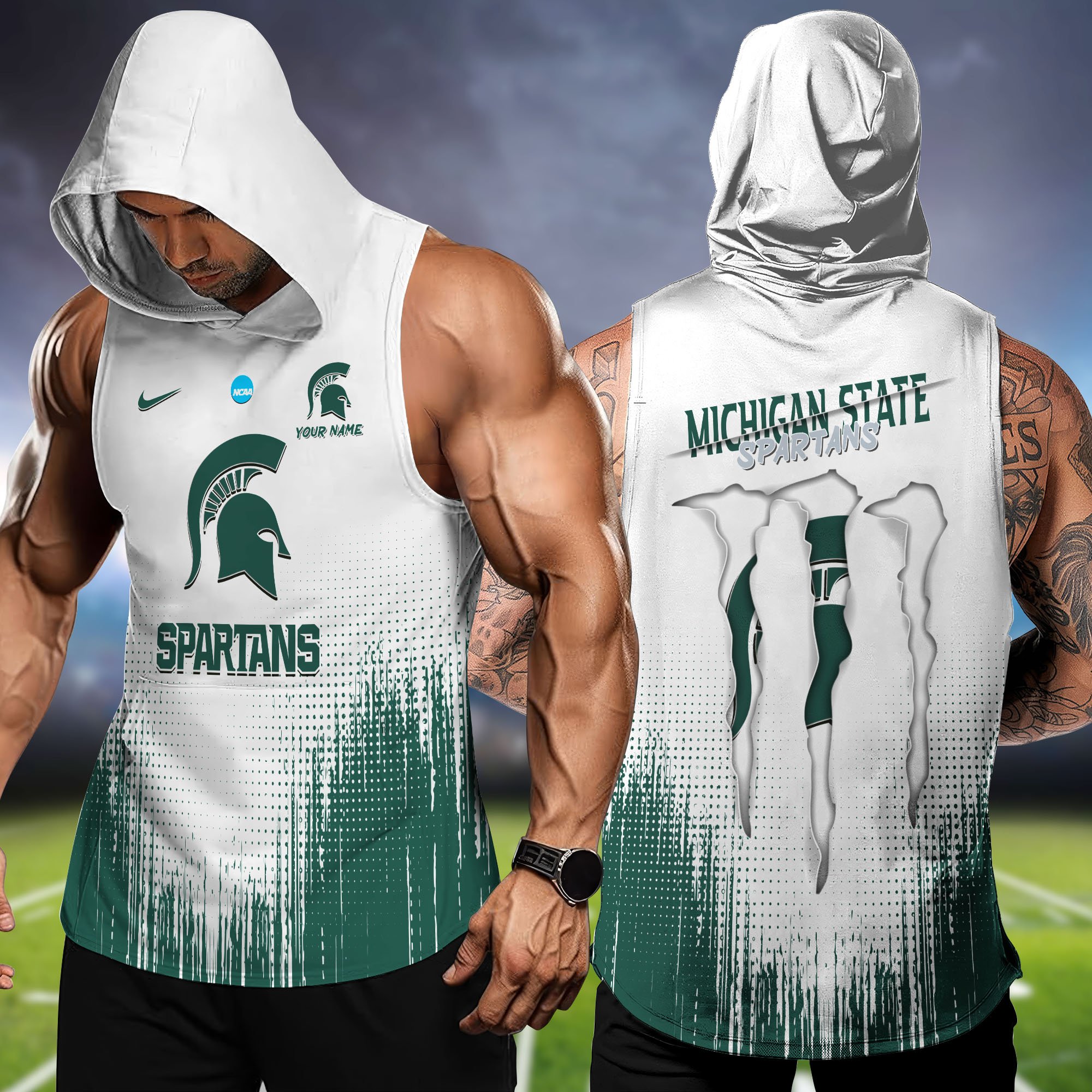 Michigan State Spartans Hoodie Tanktop Personalized Your Name, Football Team Hoodie Tanktop, Gift For Football Fans ETHY-58338