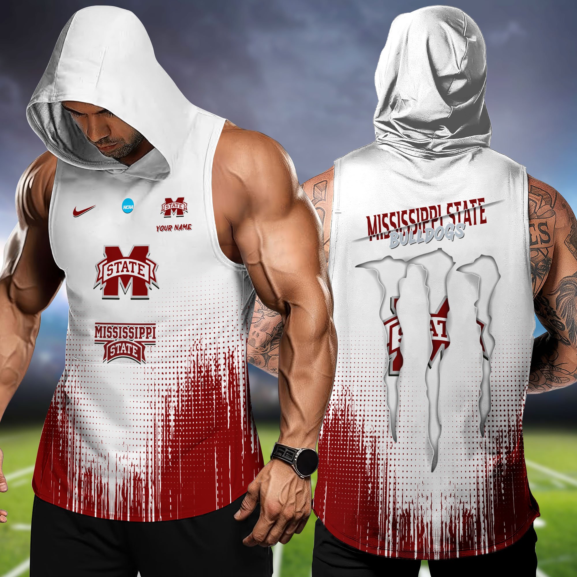 Mississippi State Bulldogs Hoodie Tanktop Personalized Your Name, Football Team Hoodie Tanktop, Gift For Football Fans ETHY-58338