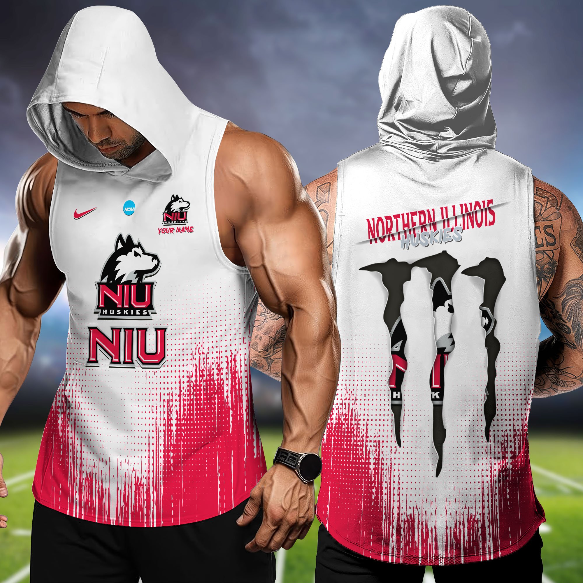 Northern Illinois Huskies Hoodie Tanktop Personalized Your Name, Football Team Hoodie Tanktop, Gift For Football Fans ETHY-58338