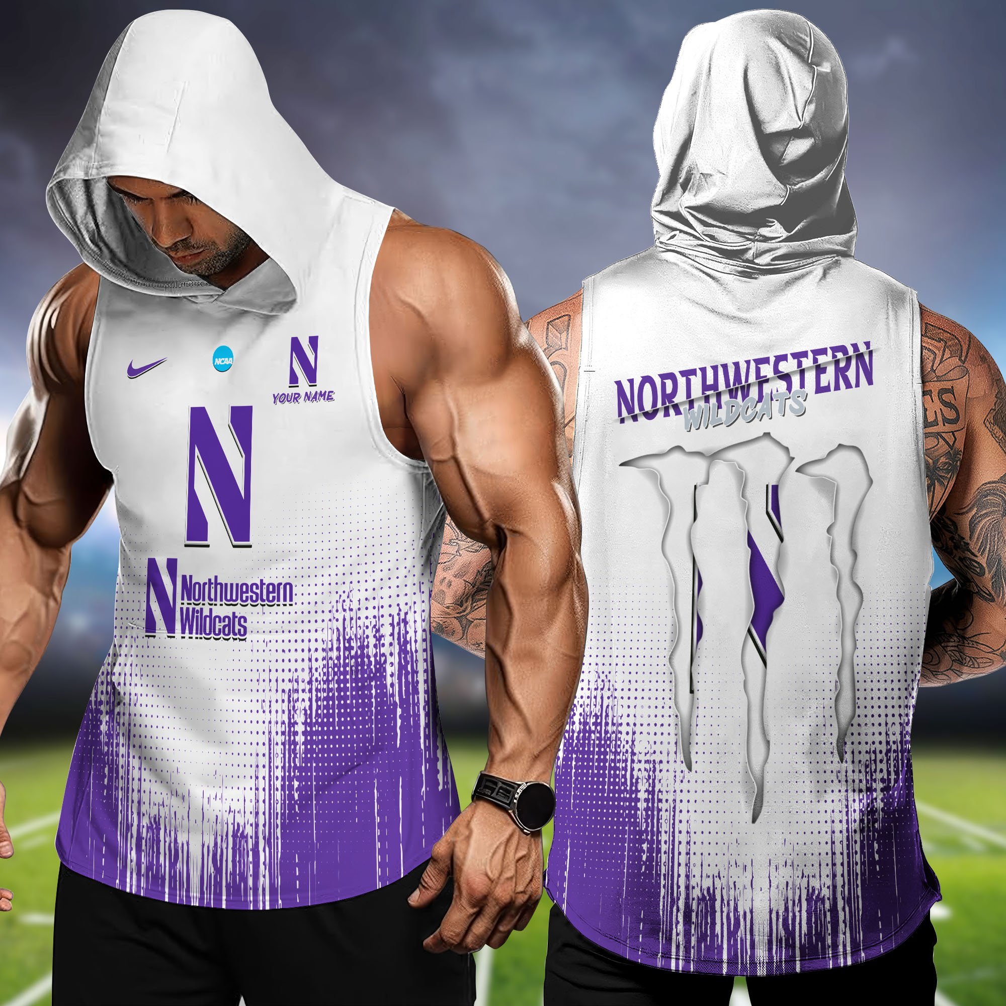 Northwestern Wildcats Hoodie Tanktop Personalized Your Name, Football Team Hoodie Tanktop, Gift For Football Fans ETHY-58338