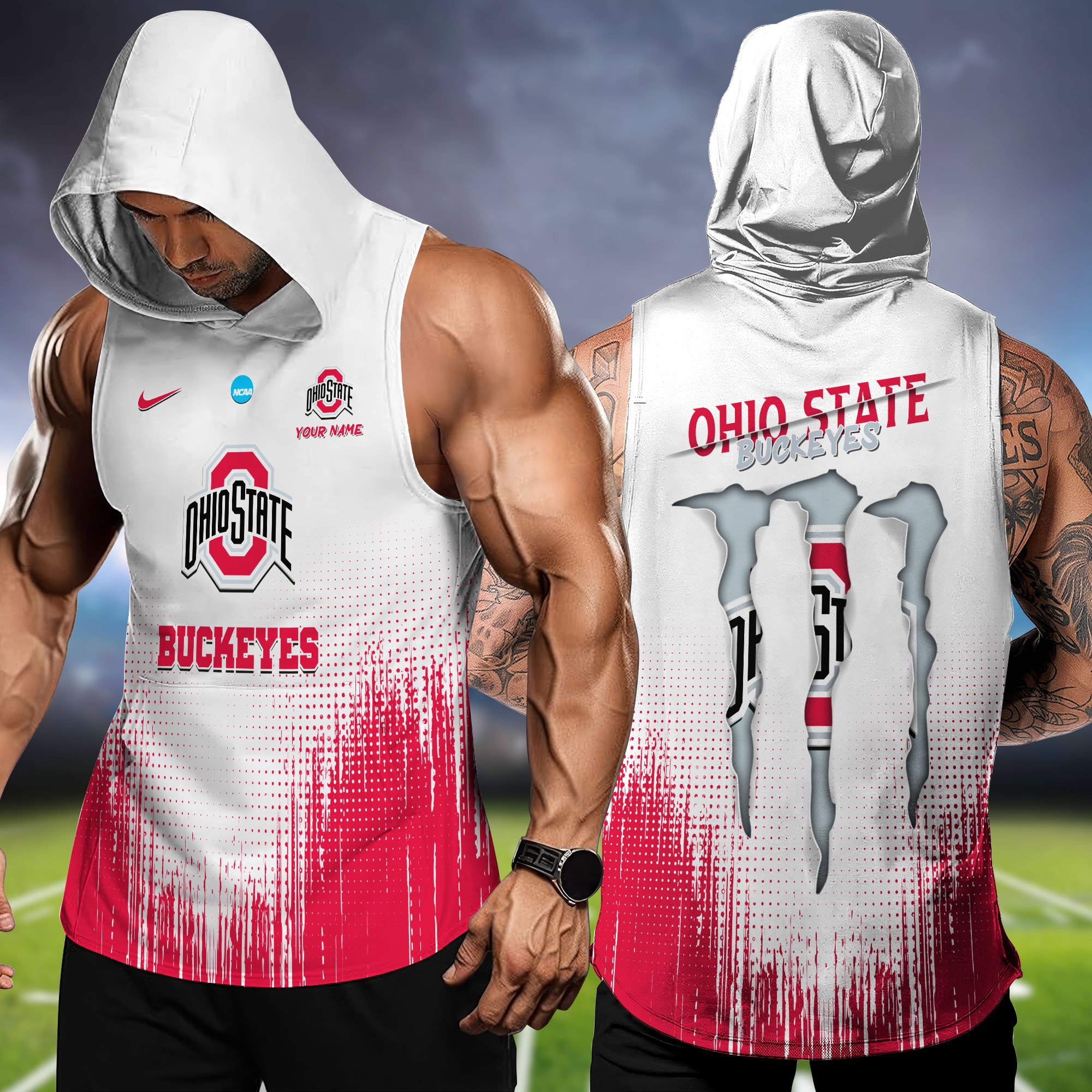 Ohio State Buckeyes Hoodie Tanktop Personalized Your Name, Football Team Hoodie Tanktop, Gift For Football Fans ETHY-58338