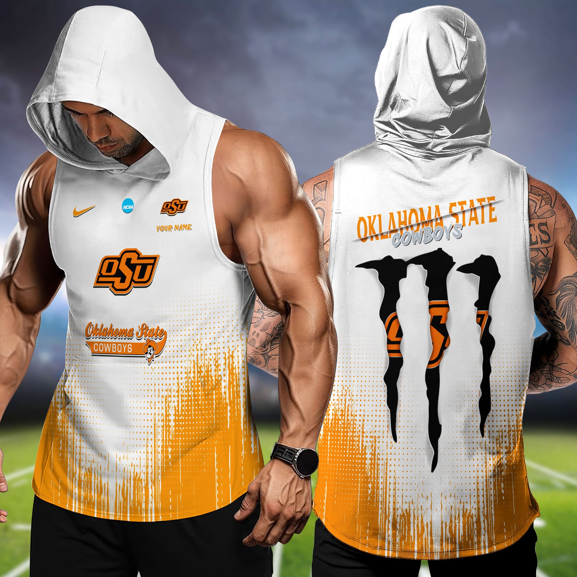 Oklahoma State Cowboys Hoodie Tanktop Personalized Your Name, Football Team Hoodie Tanktop, Gift For Football Fans ETHY-58338