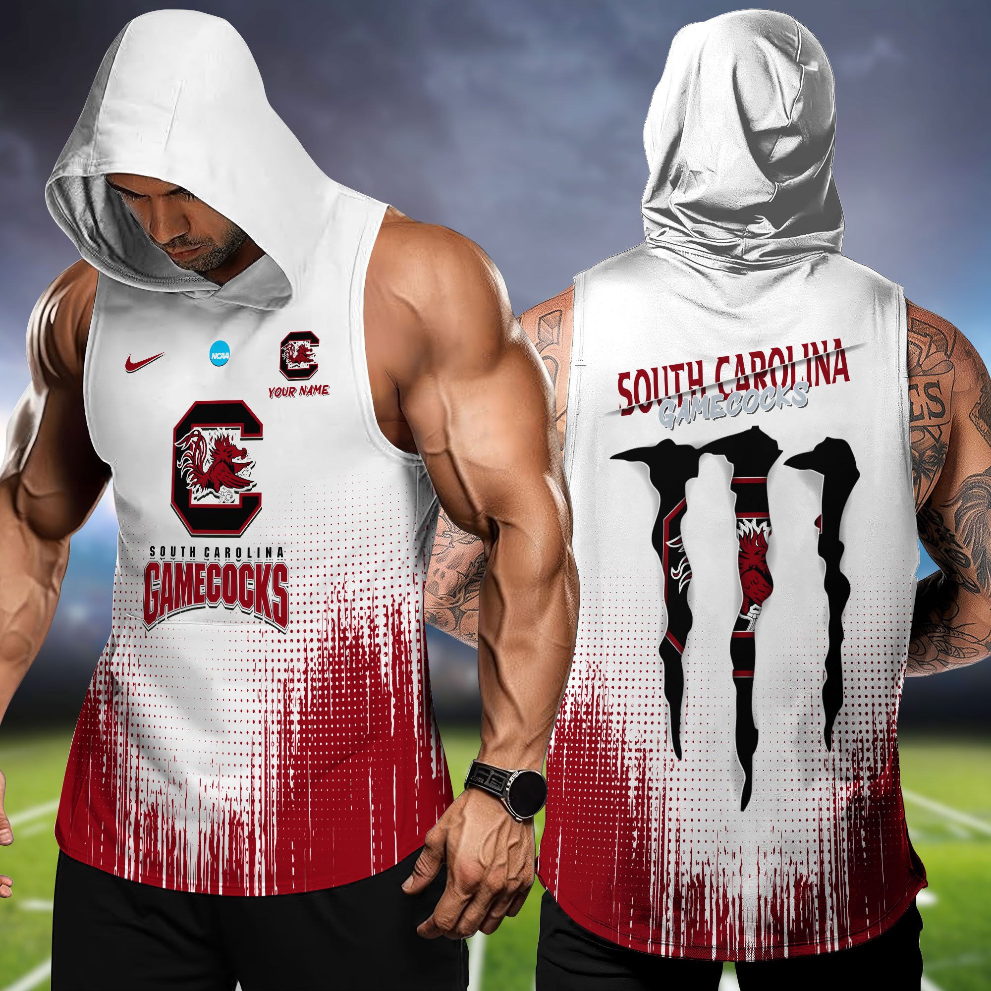 South Carolina Gamecocks Hoodie Tanktop Personalized Your Name, Football Team Hoodie Tanktop, Gift For Football Fans ETHY-58338