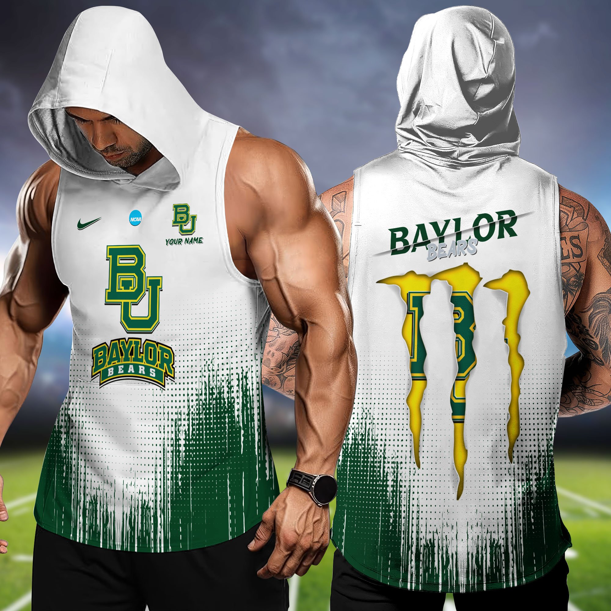 Baylor Bears Hoodie Tanktop Personalized Your Name, Football Team Hoodie Tanktop, Gift For Football Fans ETHY-58338