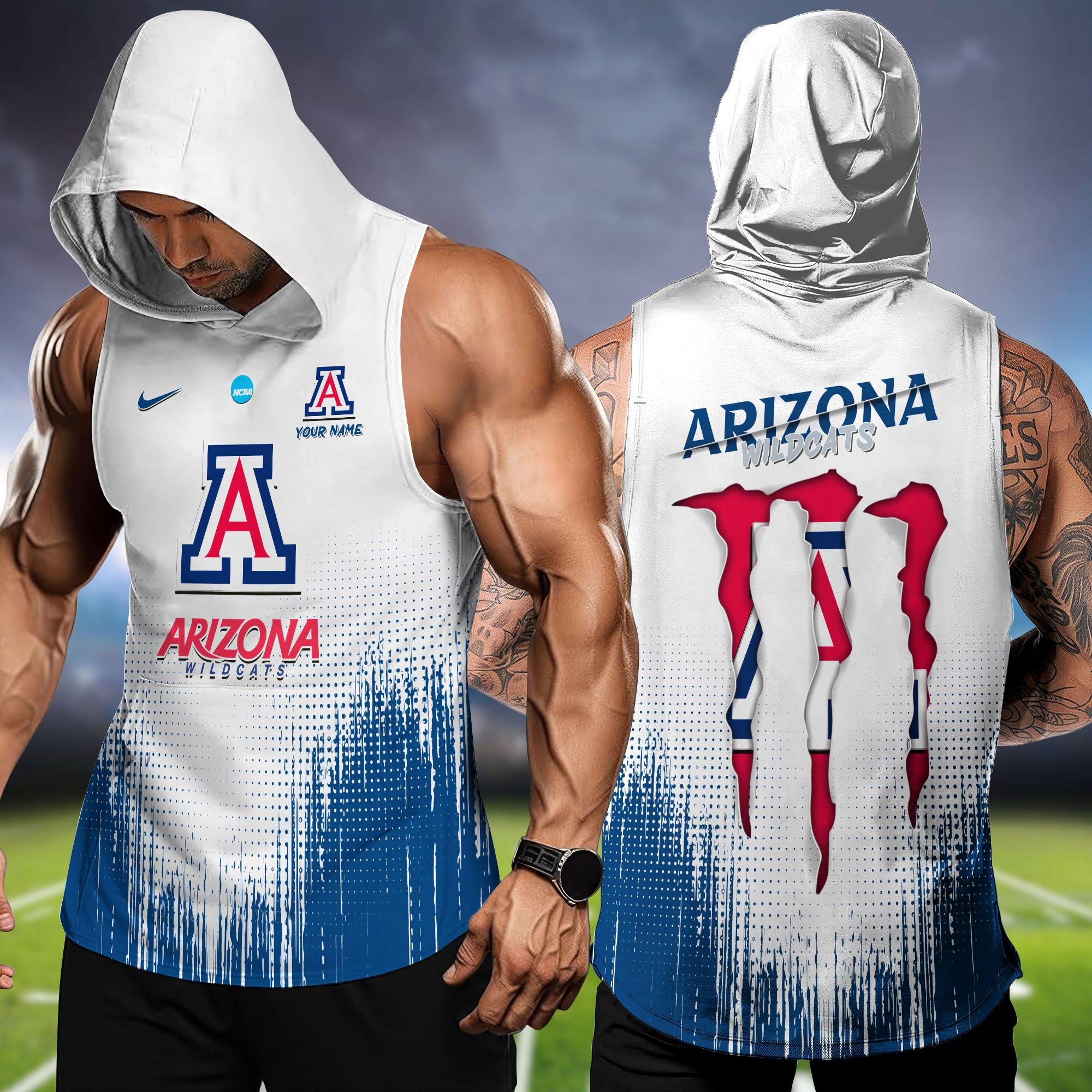 Arizona Wildcats Hoodie Tanktop Personalized Your Name, Football Team Hoodie Tanktop, Gift For Football Fans ETHY-58338