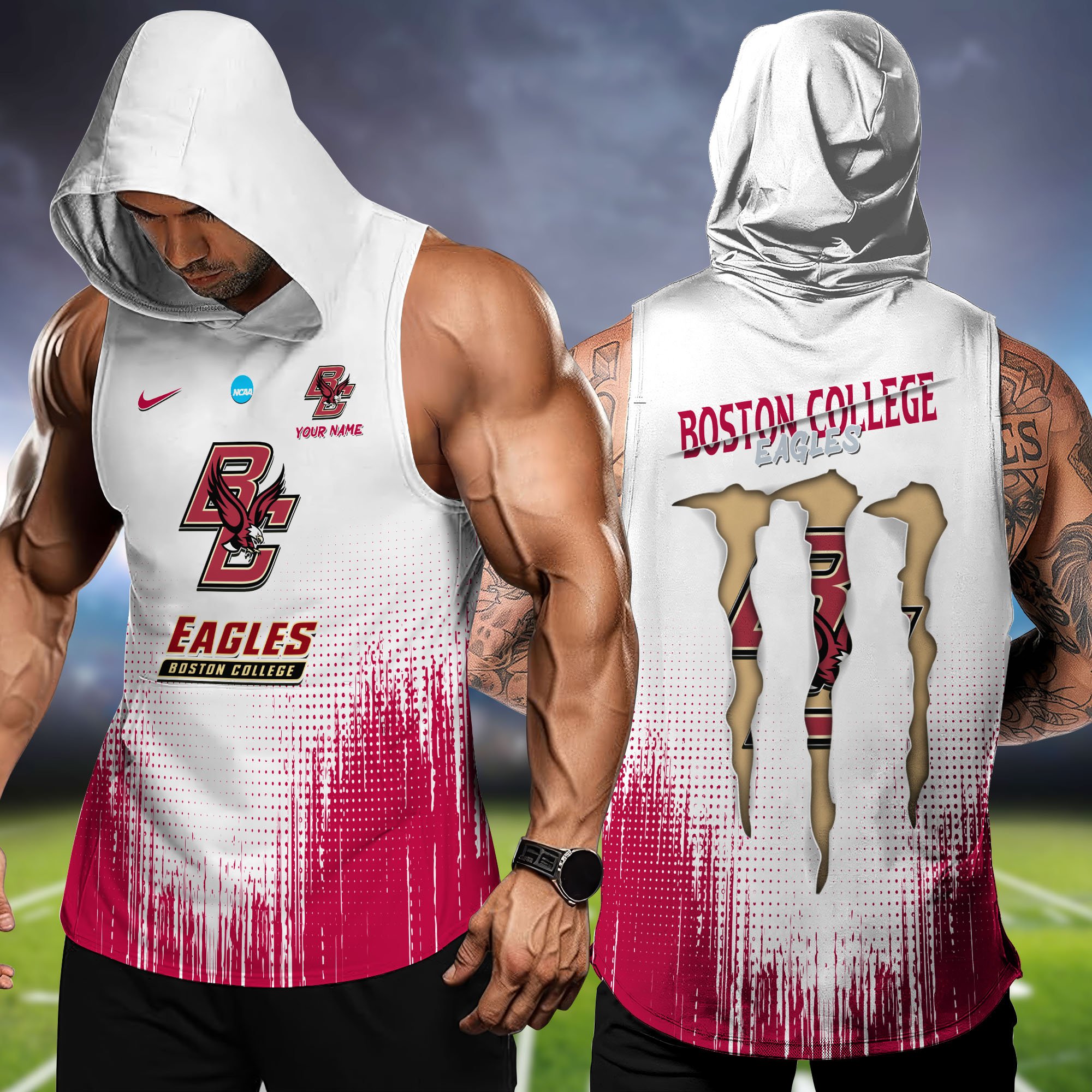 Boston College Eagles Hoodie Tanktop Personalized Your Name, Football Team Hoodie Tanktop, Gift For Football Fans ETHY-58338