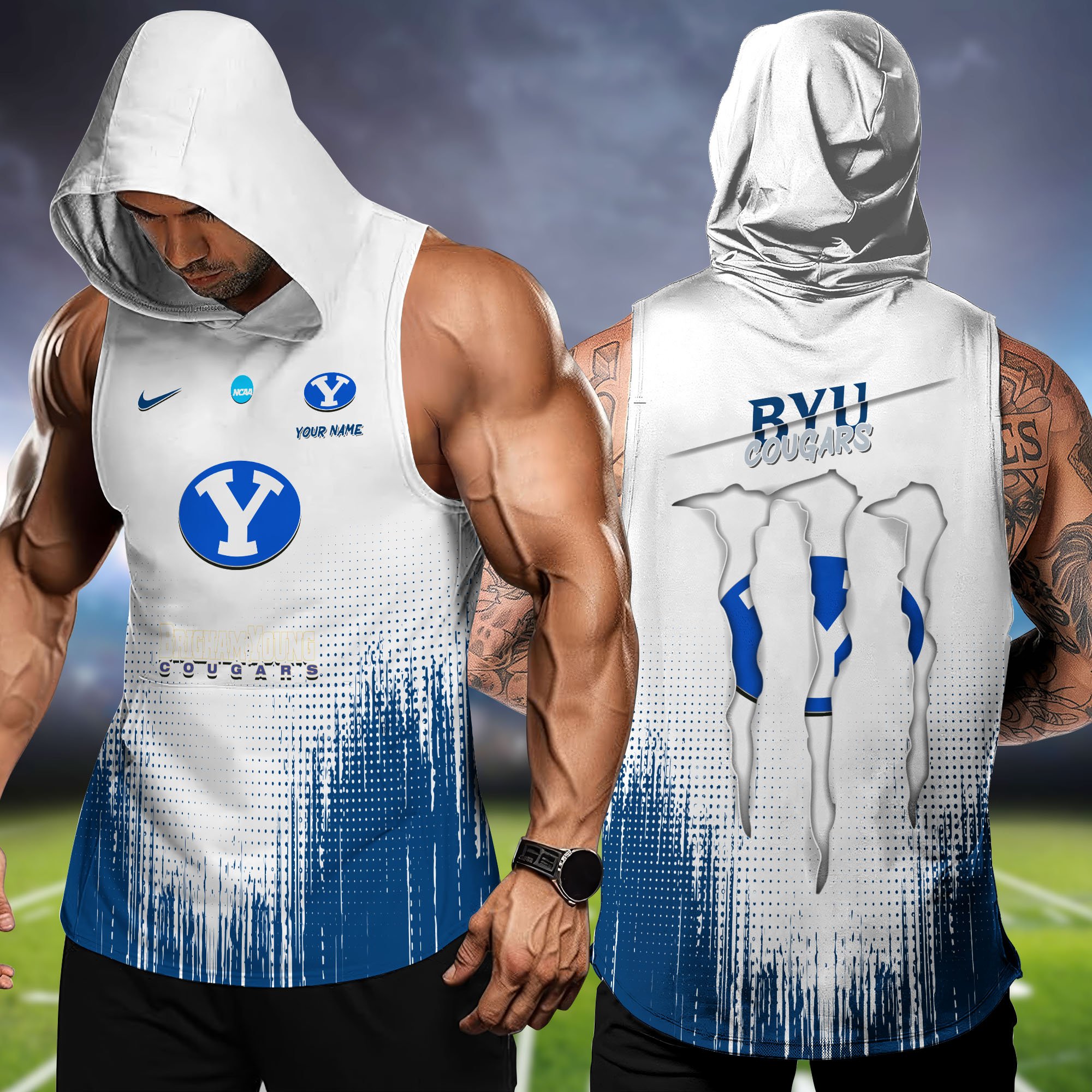 BYU Cougars Hoodie Tanktop Personalized Your Name, Football Team Hoodie Tanktop, Gift For Football Fans ETHY-58338