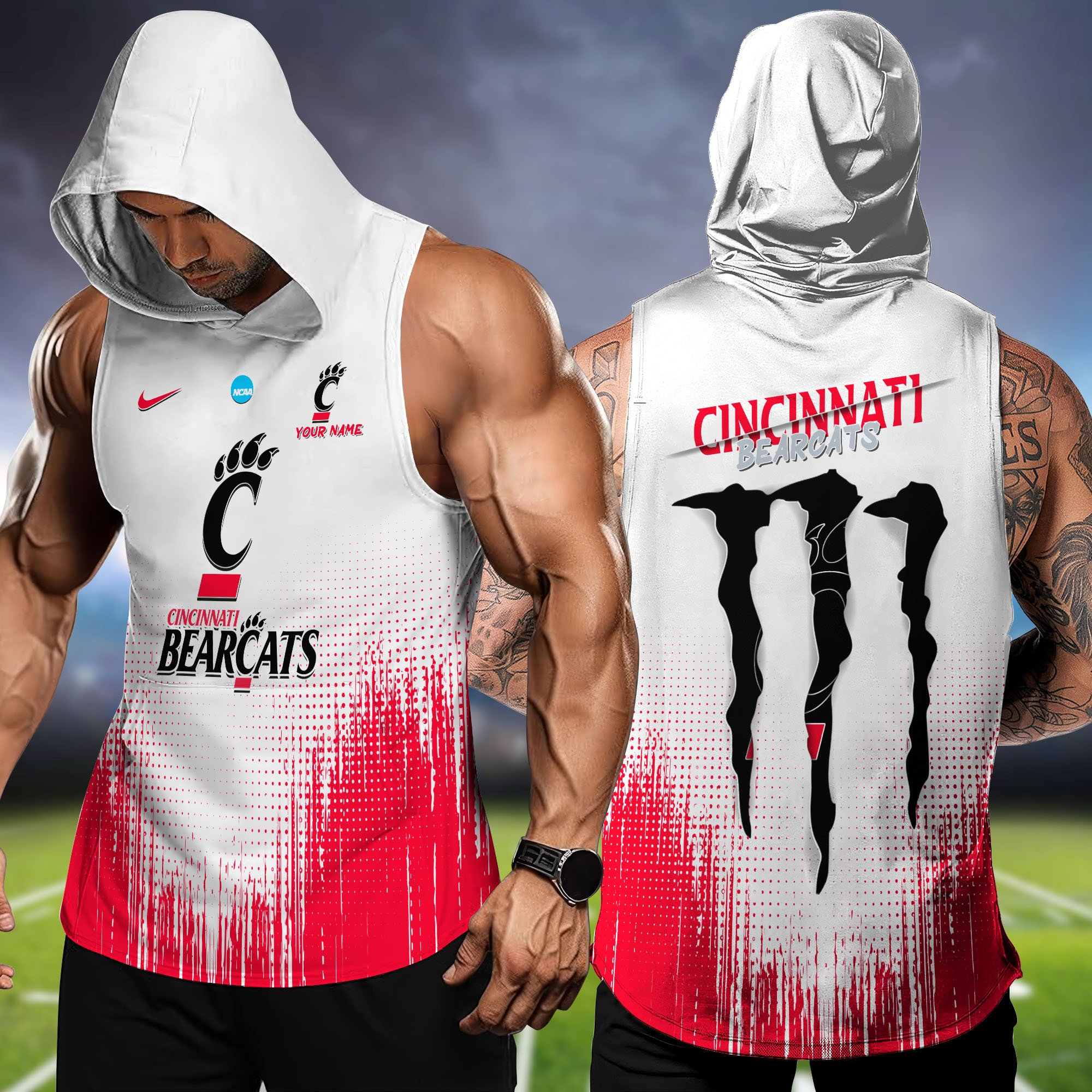 Cincinnati Bearcats Hoodie Tanktop Personalized Your Name, Football Team Hoodie Tanktop, Gift For Football Fans ETHY-58338