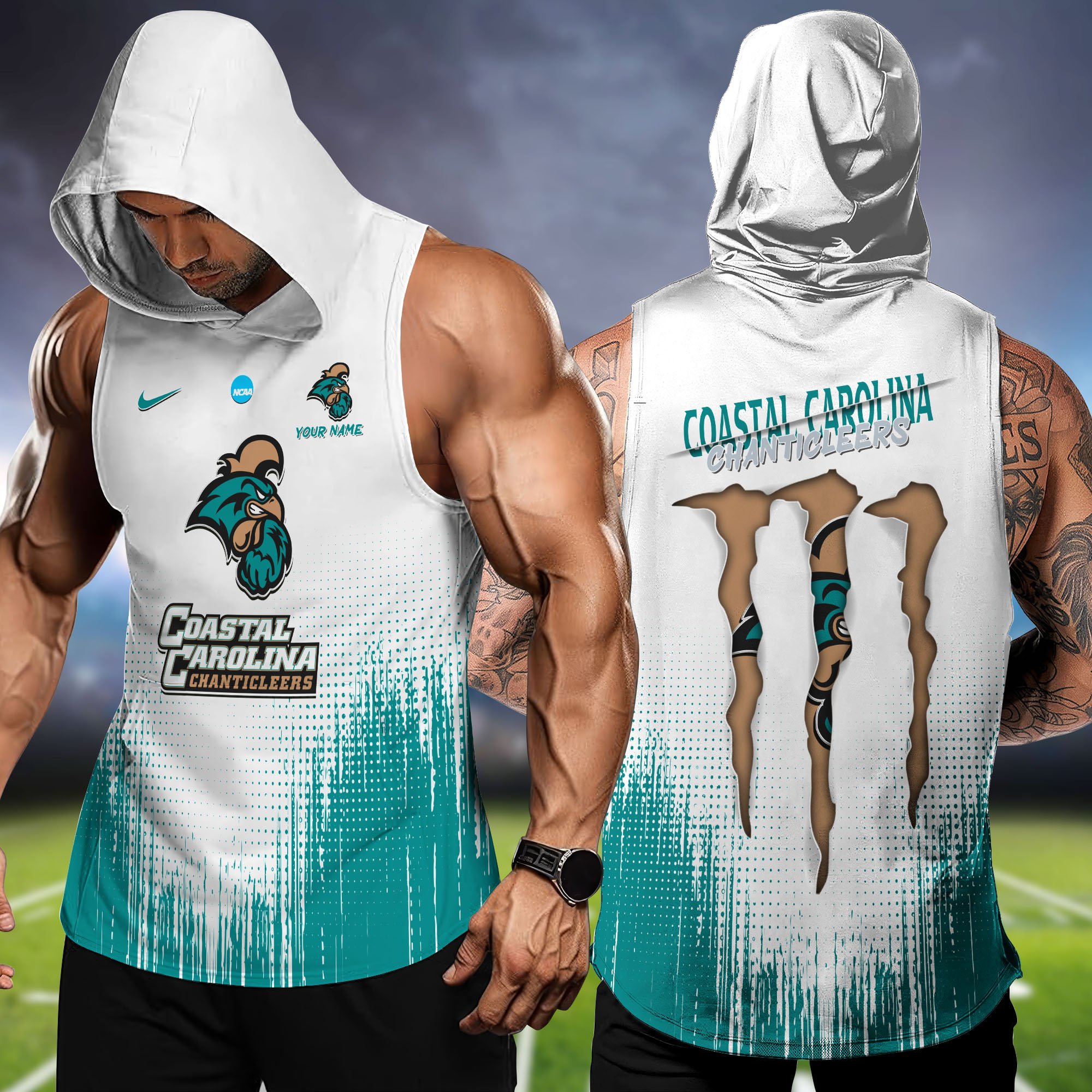 Coastal Carolina Chanticleers Hoodie Tanktop Personalized Your Name, Football Team Hoodie Tanktop, Gift For Football Fans ETHY-58338