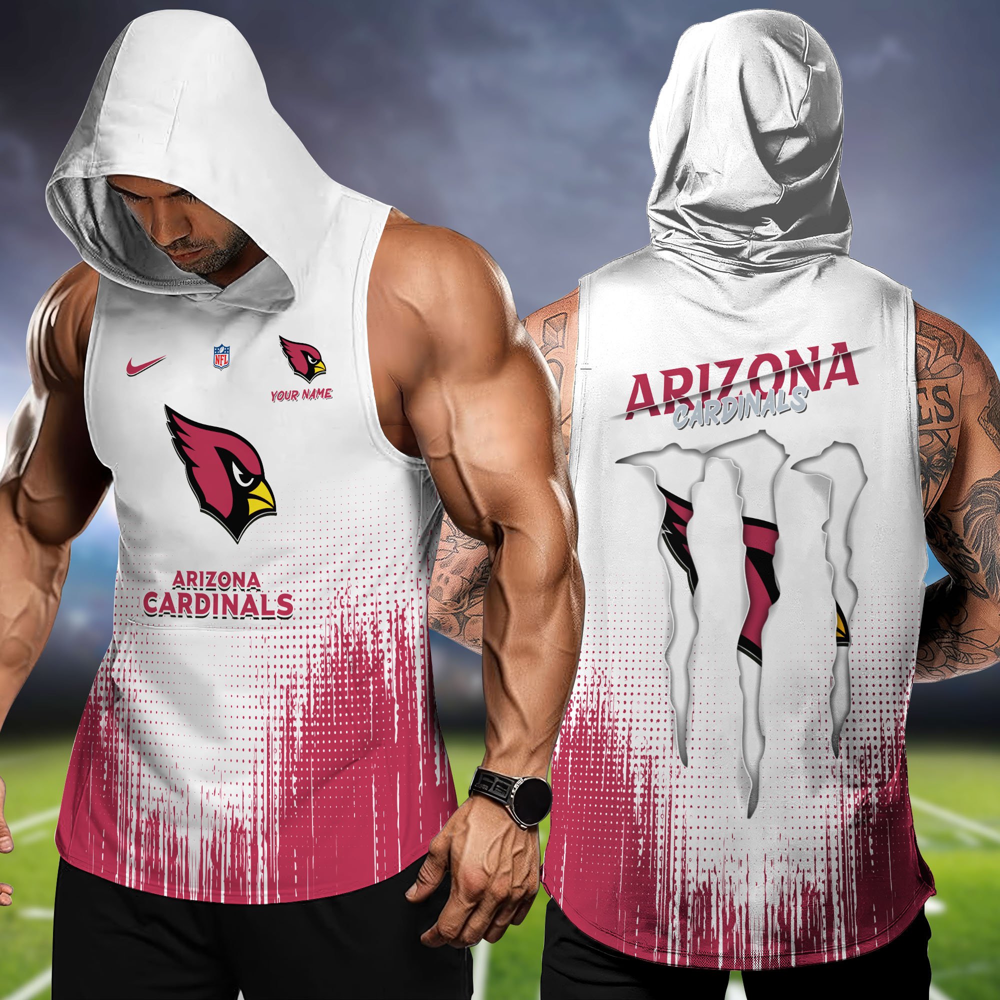 Arizona Cardinals Hoodie Tanktop Personalized Your Name, Football Team Hoodie Tanktop, Gift For Football Fans ETHY-58338