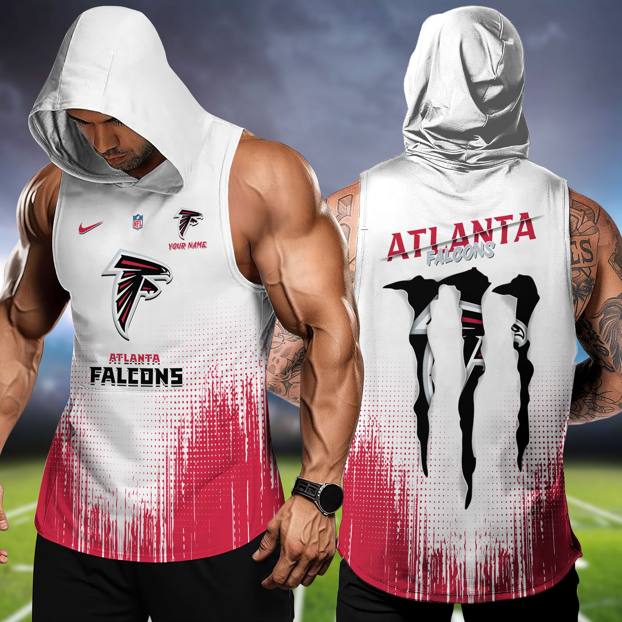 Atlanta Falcons Hoodie Tanktop Personalized Your Name, Football Team Hoodie Tanktop, Gift For Football Fans ETHY-58338