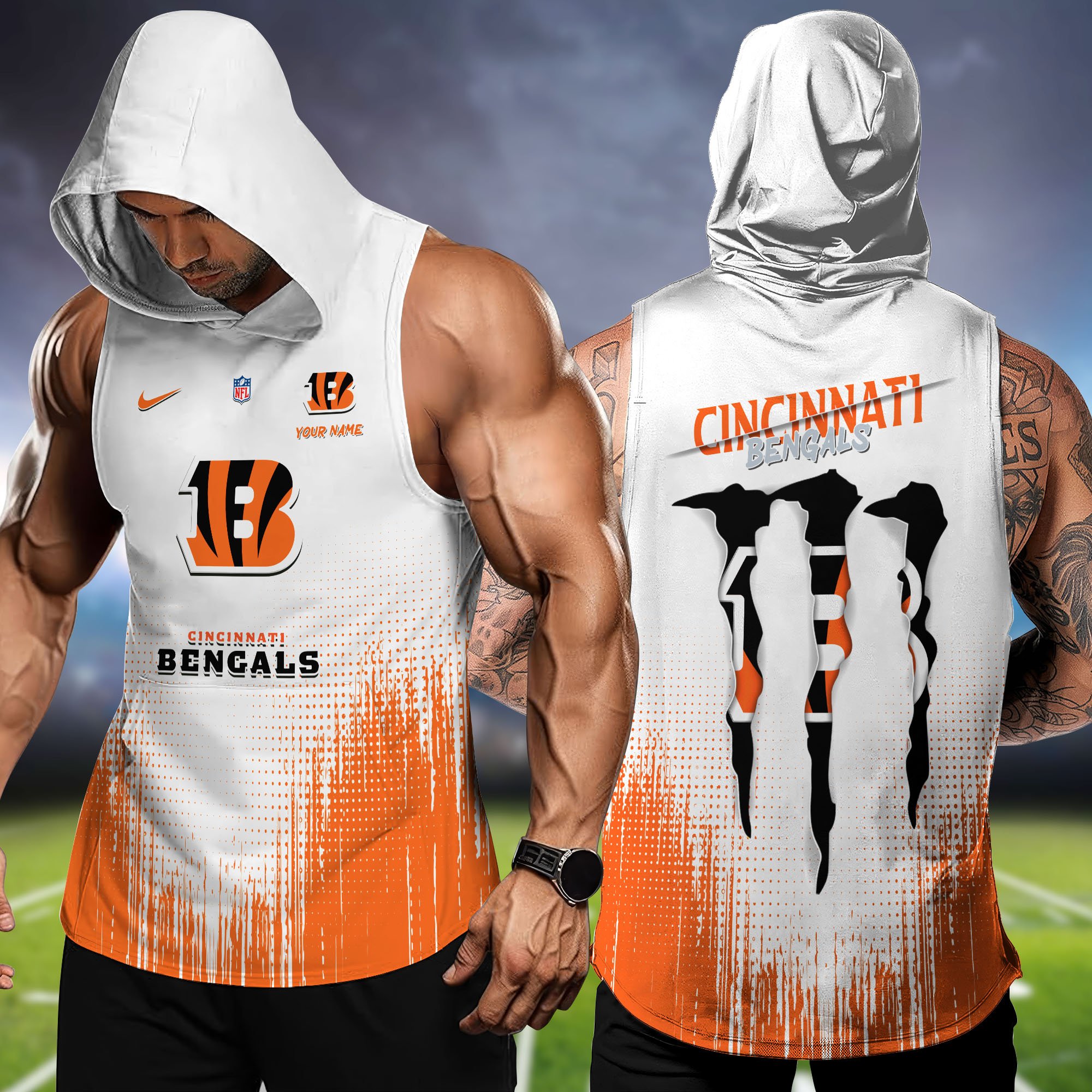 Cincinnati Bengals Hoodie Tanktop Personalized Your Name, Football Team Hoodie Tanktop, Gift For Football Fans ETHY-58338