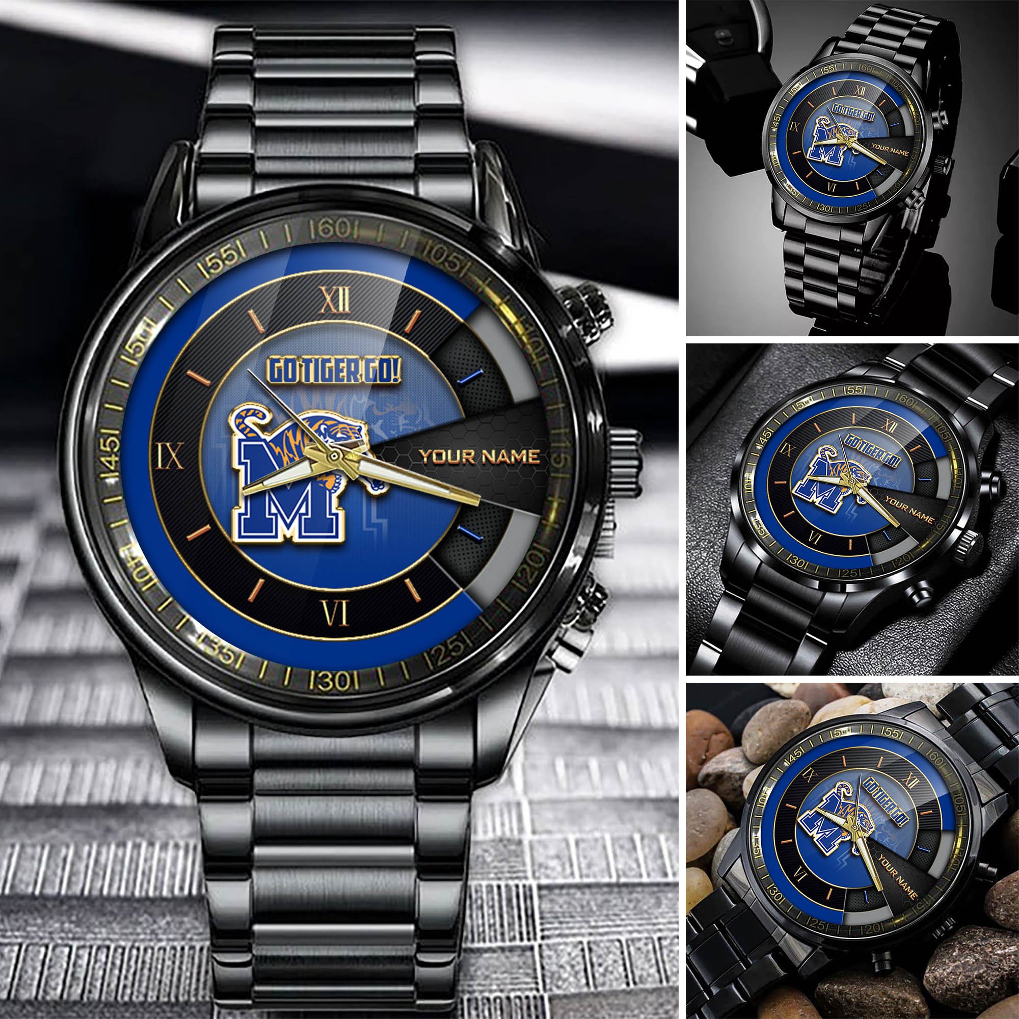 Memphis Tigers Team Black Fashion Watch Custom Your Name, Black Fashion Watch For Sport Fan, Sport Fashion Gifts For Fan ETHY-54645