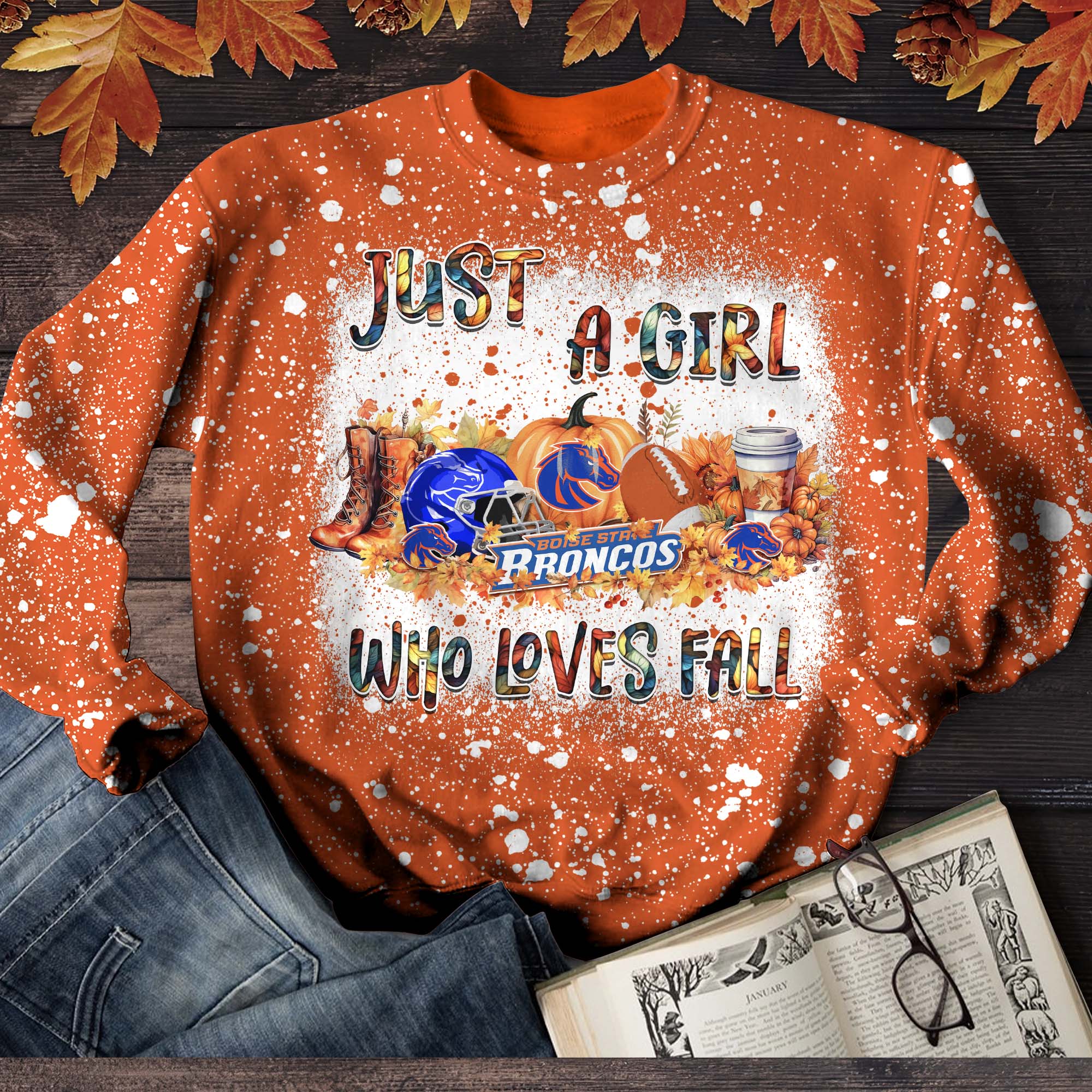 Boise State Broncos T-Shirt Sweater Hoodie, Just A Girl Who Loves Fall Shirts, Autumn Gifts For Sport Lovers ETHY-51984