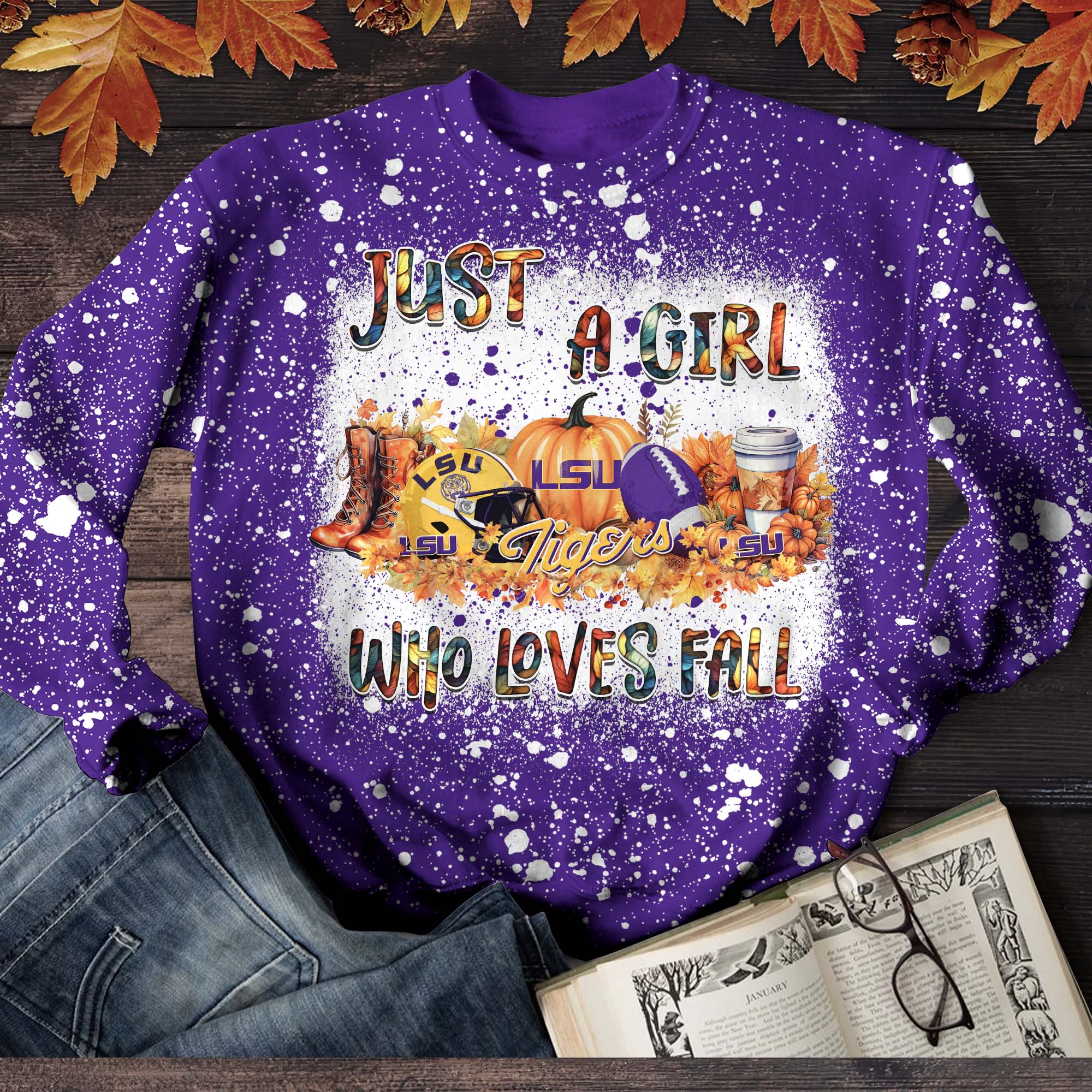 LSU TIGERS T-Shirt Sweater Hoodie, Just A Girl Who Loves Fall Shirts, Autumn Gifts For Sport Lovers ETHY-51984