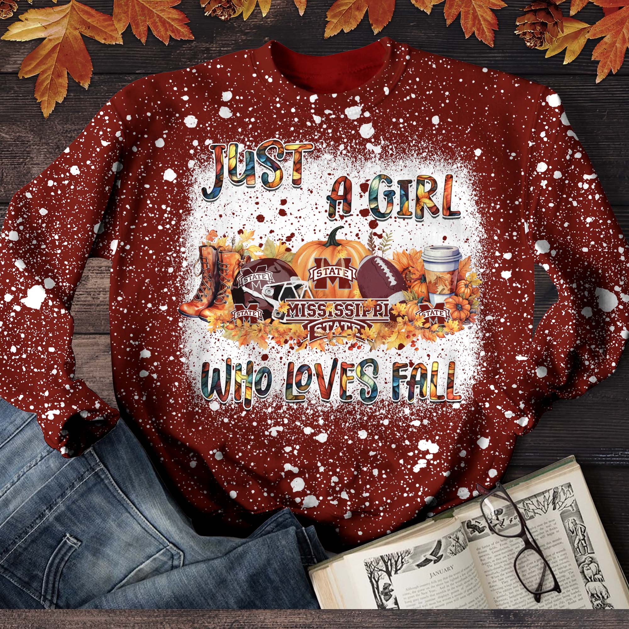 Mississippi State Bulldogs T-Shirt Sweater Hoodie, Just A Girl Who Loves Fall Shirts, Autumn Gifts For Sport Lovers ETHY-51984