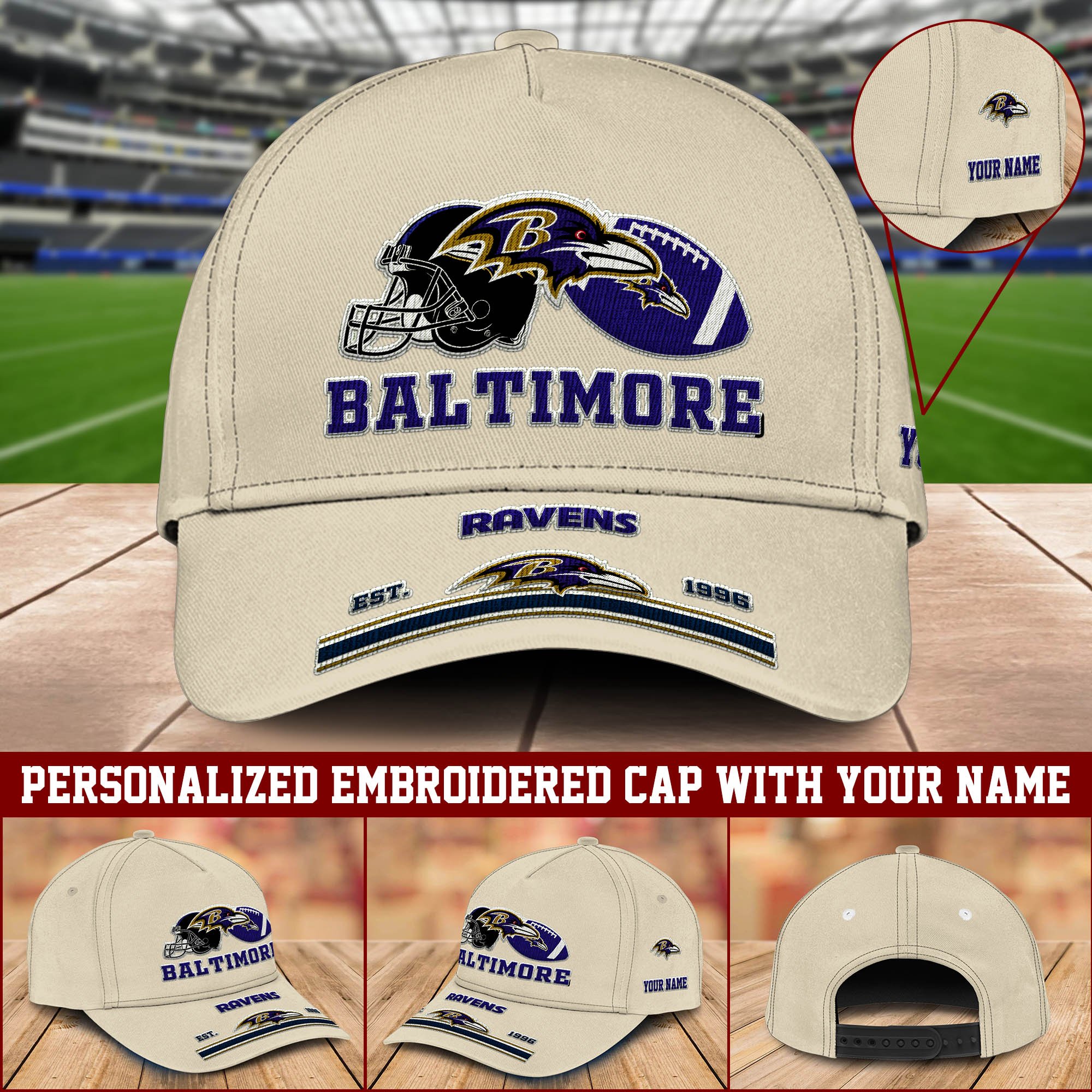 Baltimore Ravens Embroidered Cap Personalized Your Name, Sport Cap For Fan, Sport Lovers Gifts ETHY-60006