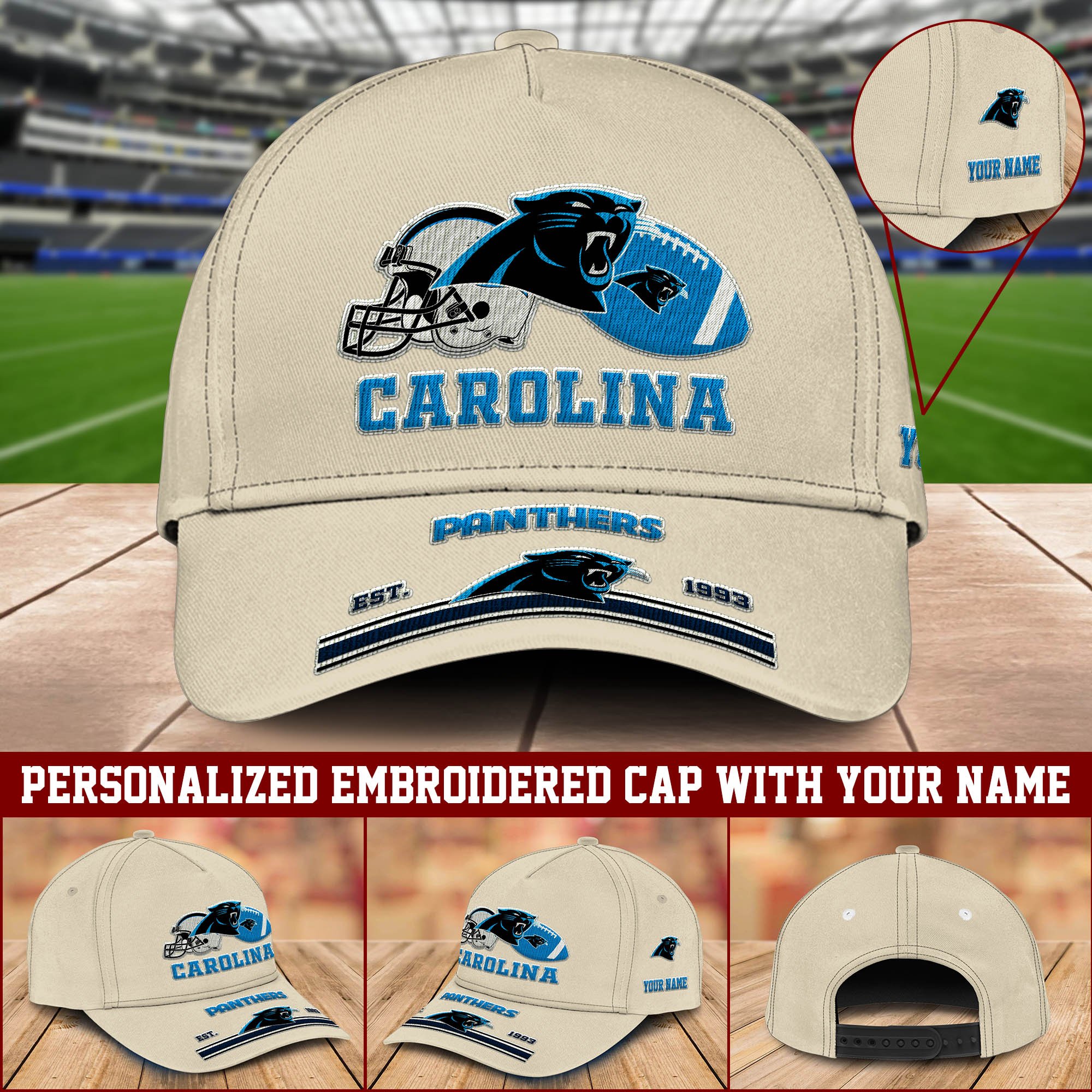 Carolina Panthers Embroidered Cap Personalized Your Name, Sport Cap For Fan, Sport Lovers Gifts ETHY-60006