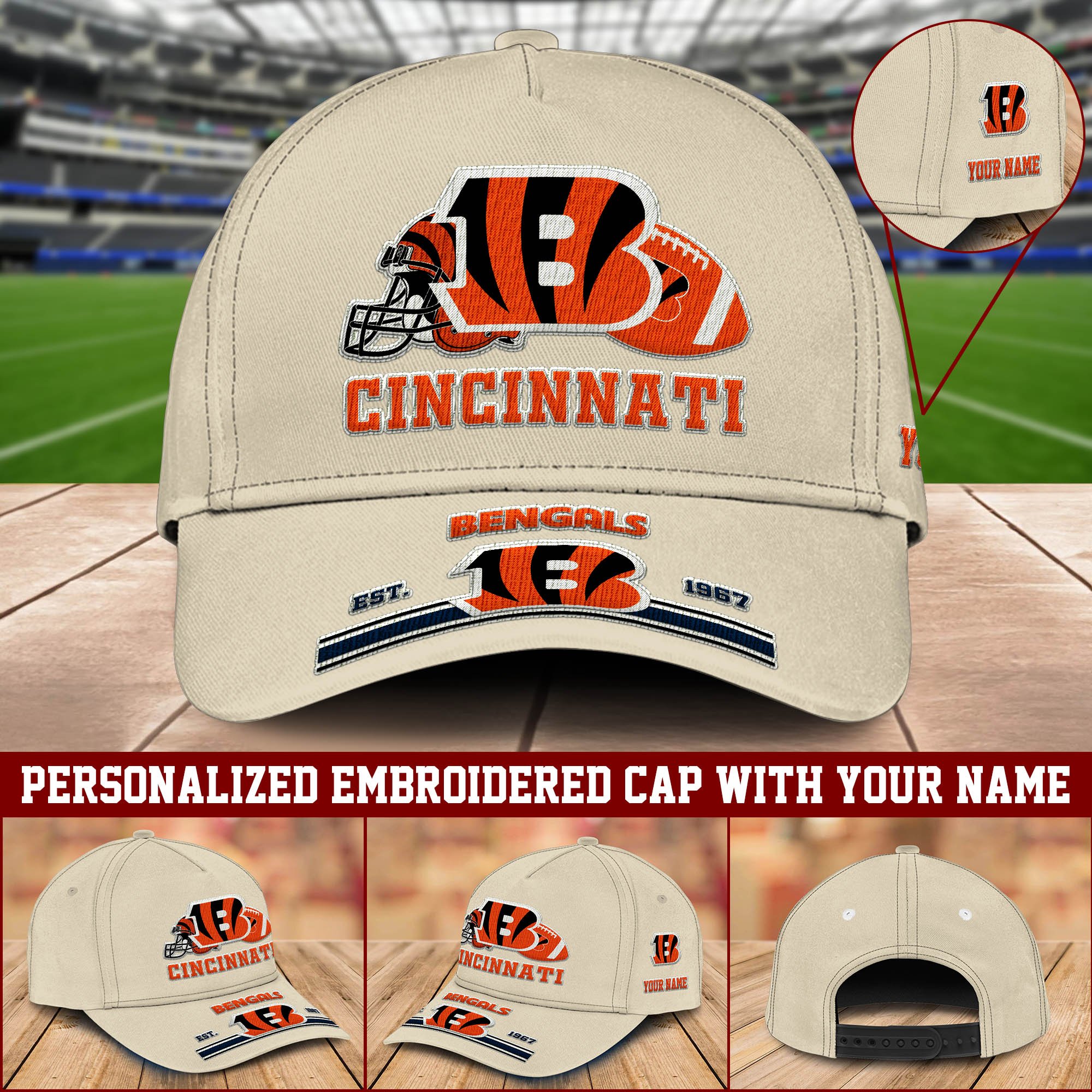 Cincinnati Bengals Embroidered Cap Personalized Your Name, Sport Cap For Fan, Sport Lovers Gifts ETHY-60006