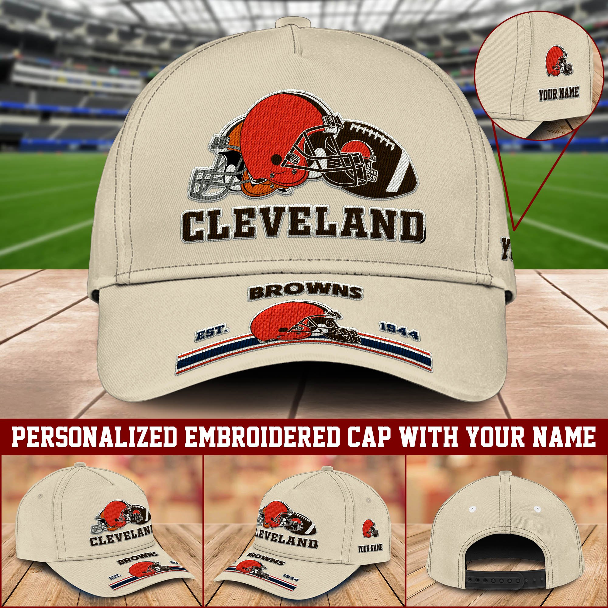 Cleveland Browns Embroidered Cap Personalized Your Name, Sport Cap For Fan, Sport Lovers Gifts ETHY-60006