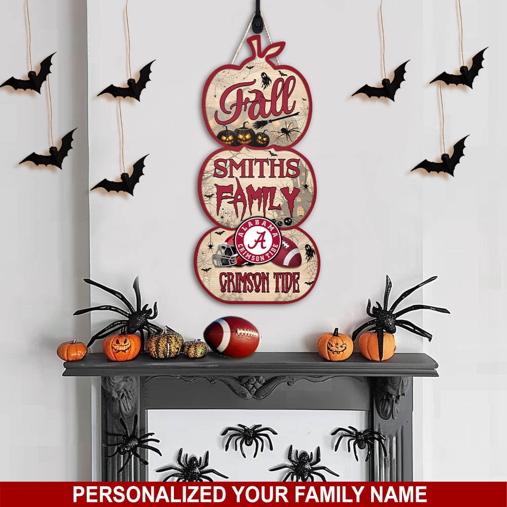 Alabama Crimson Tide Shape Wooden Sign Personalized Your Family Name, Football Sign For Fans, Football Lovers Gifts ETHY-60041