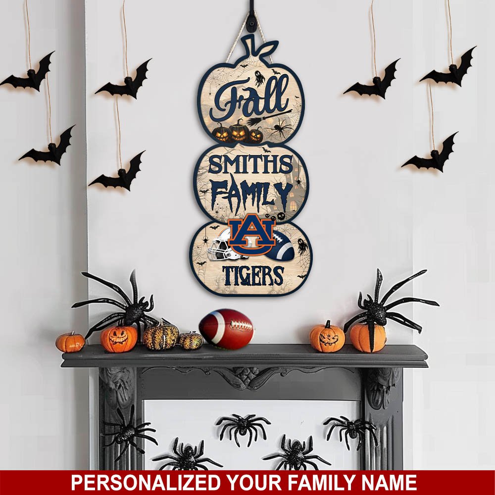 Auburn Tigers Shape Wooden Sign Personalized Your Family Name, Football Sign For Fans, Football Lovers Gifts ETHY-60041