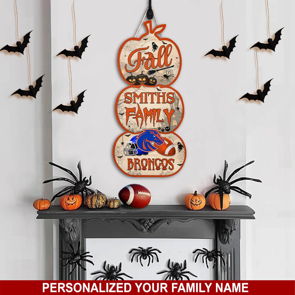 Boise State Broncos Shape Wooden Sign Personalized Your Family Name, Football Sign For Fans, Football Lovers Gifts ETHY-60041