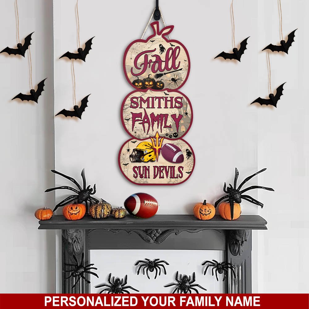 Arizona State Sun Devils Shape Wooden Sign Personalized Your Family Name, Football Sign For Fans, Football Lovers Gifts ETHY-60041