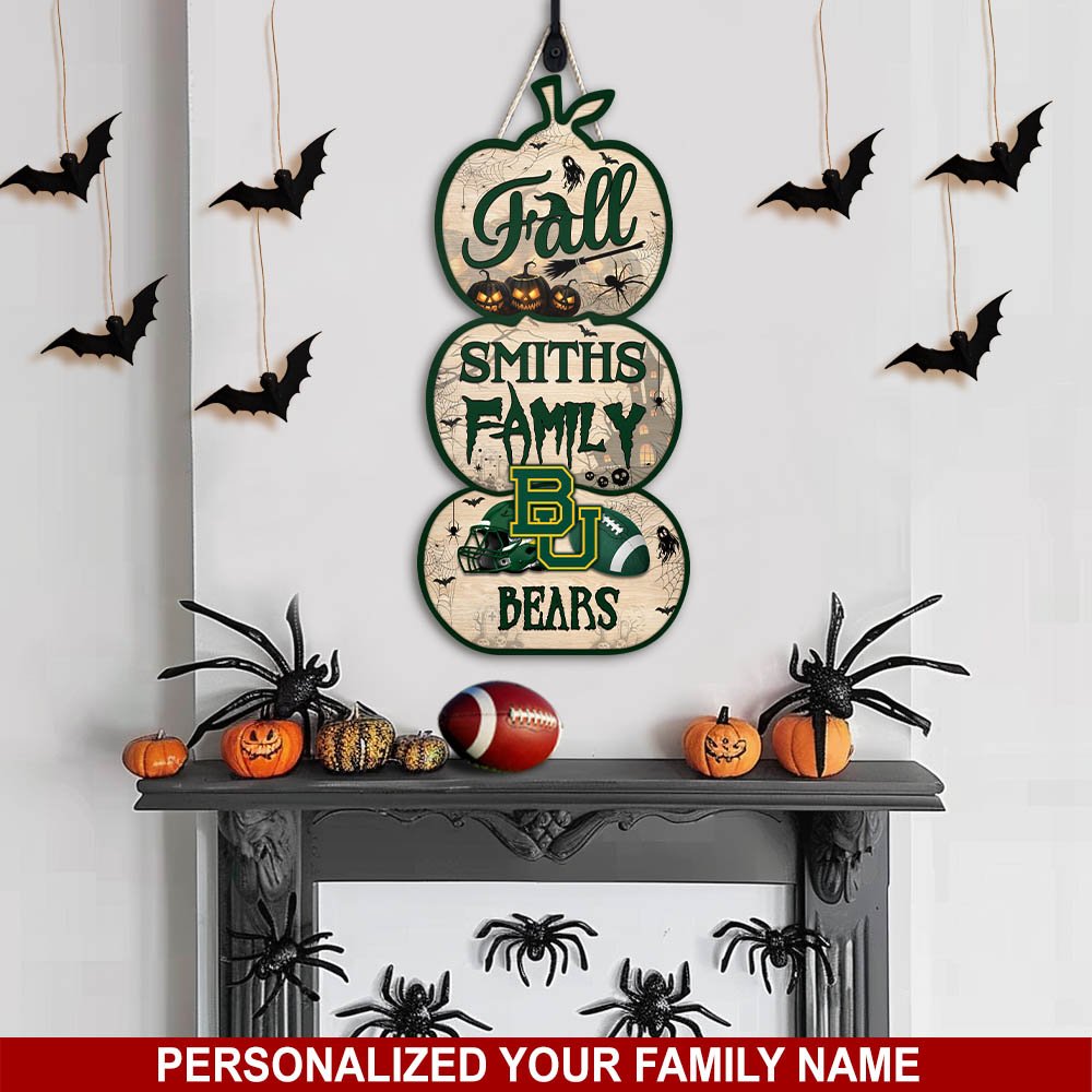 Baylor Bears Shape Wooden Sign Personalized Your Family Name, Football Sign For Fans, Football Lovers Gifts ETHY-60041