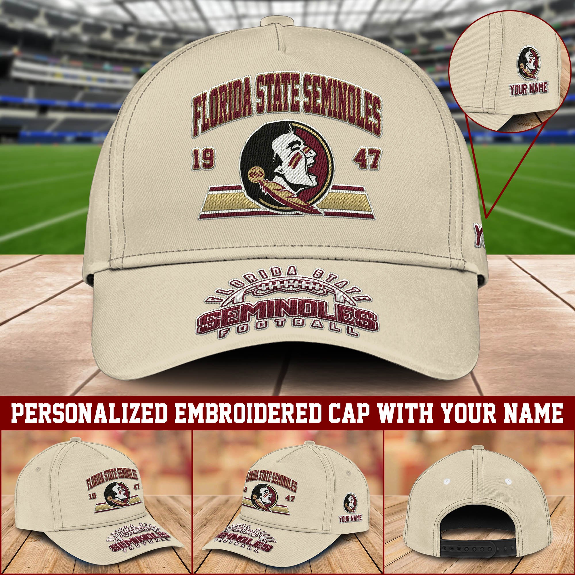 Florida State Seminoles Embroidered Cap Personalized Your Name, Sport Team Cap, Sport Lover Gifts ETHY-60111