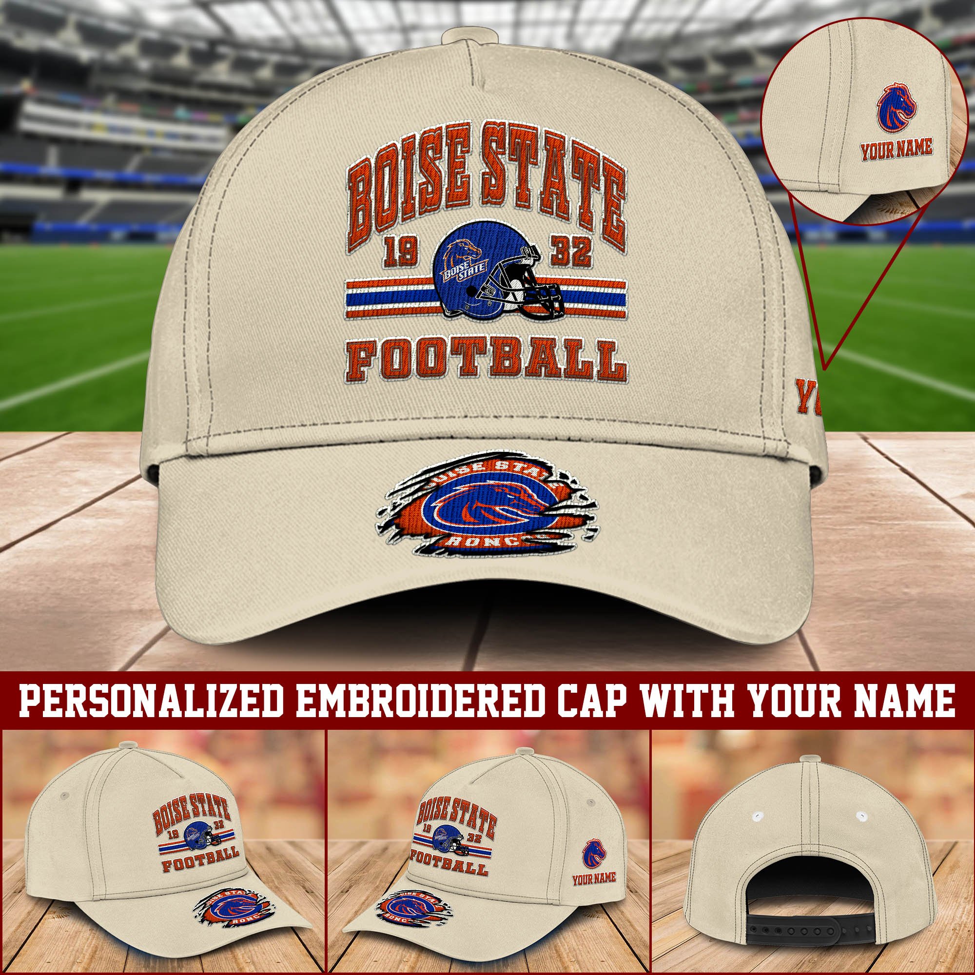 Boise State Broncos Embroidered Cap Custom Your Name, Football Team Cap, Gifts For Football Lovers ETHY-60202